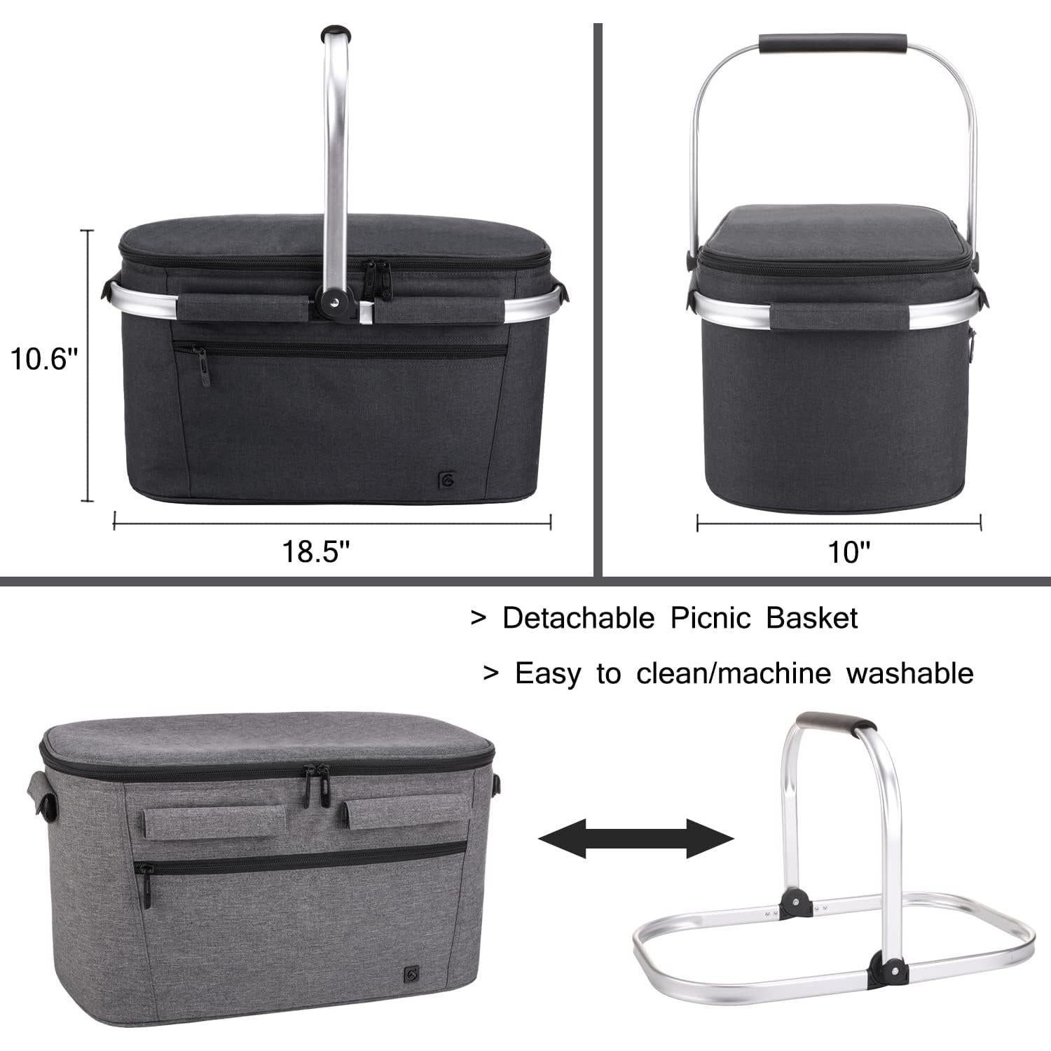 Cesta de Picnic Grande ALLCAMP 32L Aislada Plegable Negra