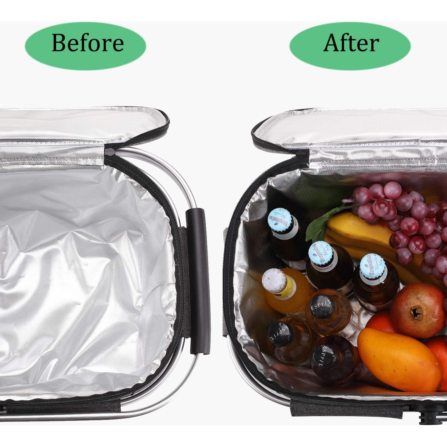 Cesta de Picnic Grande ALLCAMP 32L Aislada Plegable Negra