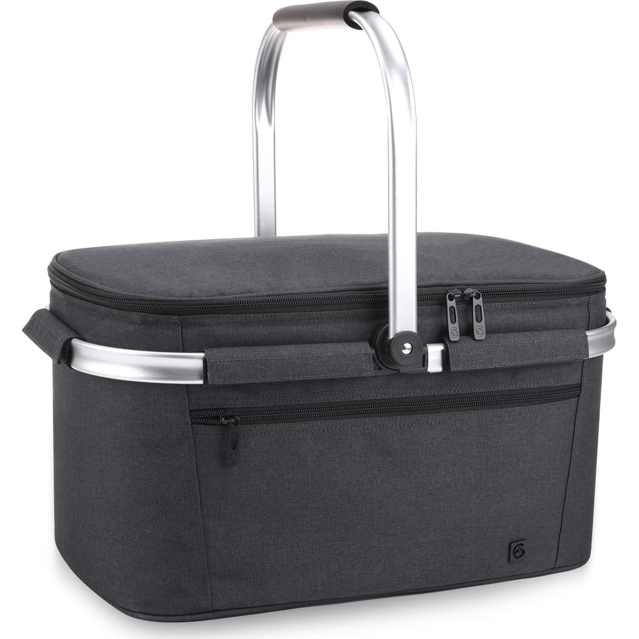 Cesta de Picnic Grande ALLCAMP 32L Aislada Plegable Negra