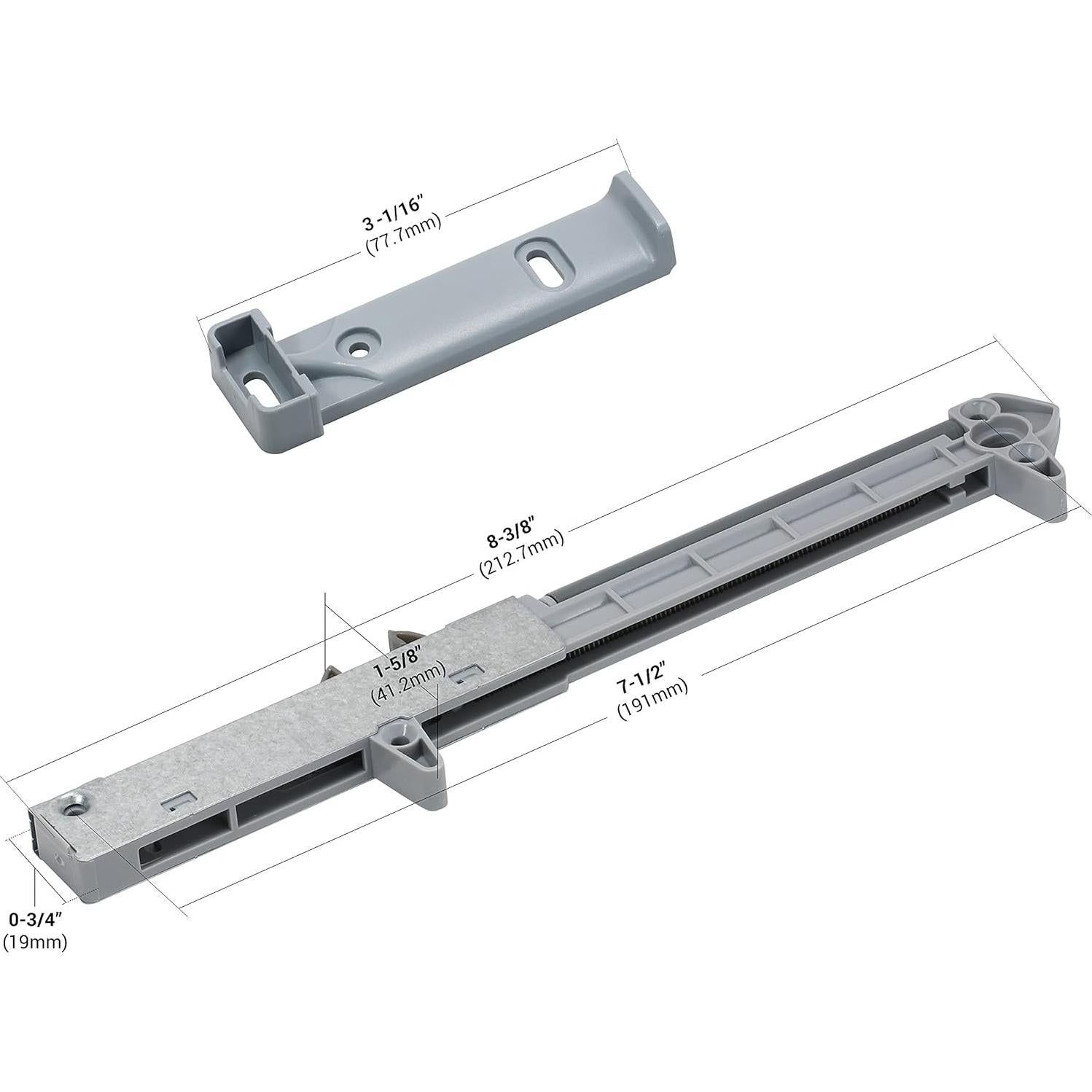 Cierre Suave para Cajones de Madera Rok Hardware 2-Pack Gris