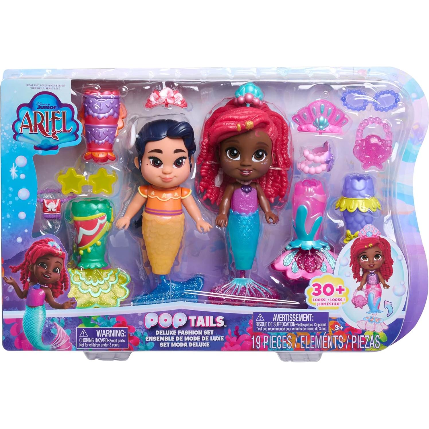 Muñeca Deluxe Ariel Pop Tails Just Play 19 Piezas 19 cm