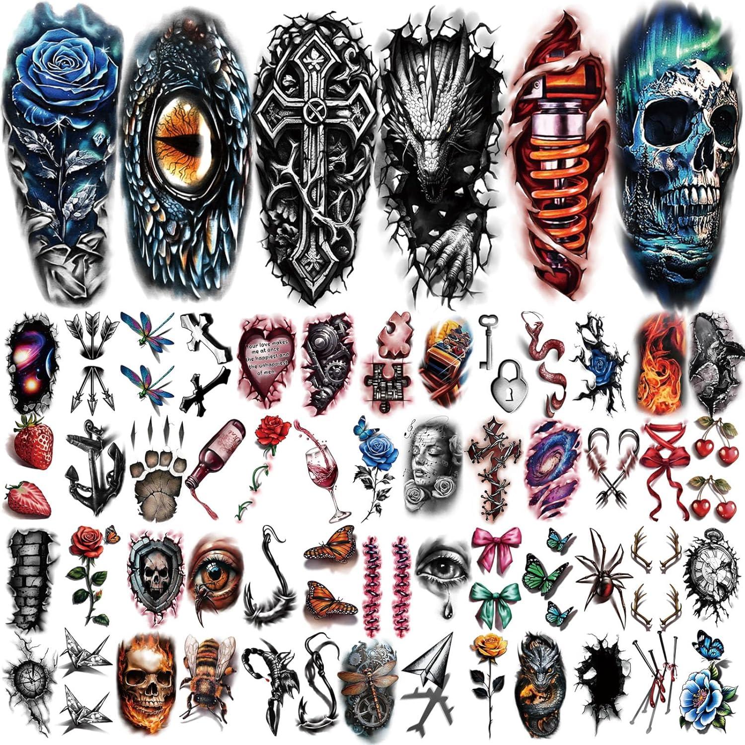 77 Tatuajes Temporales 3D Realistas Yazhiji para Adultos y Niños