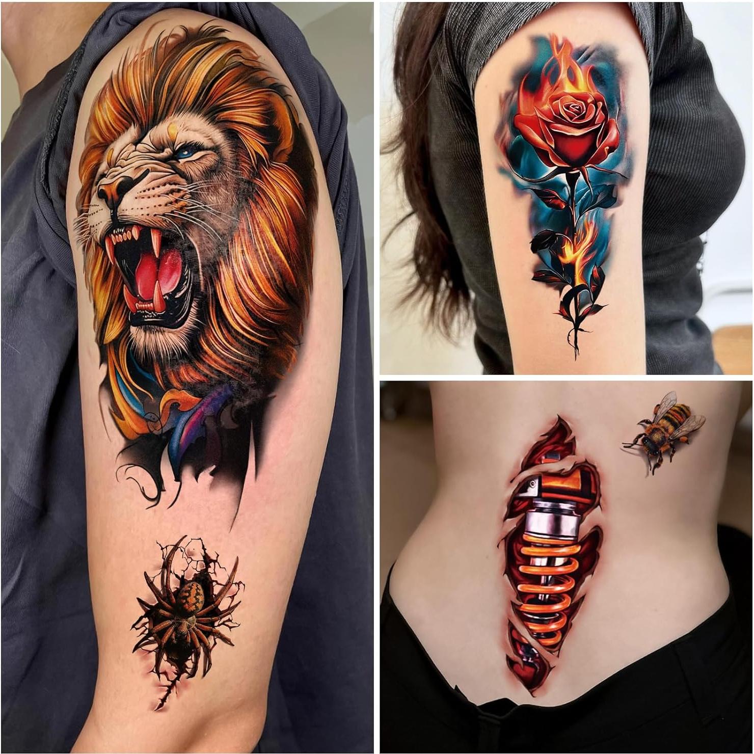 77 Tatuajes Temporales 3D Realistas Yazhiji para Adultos y Niños