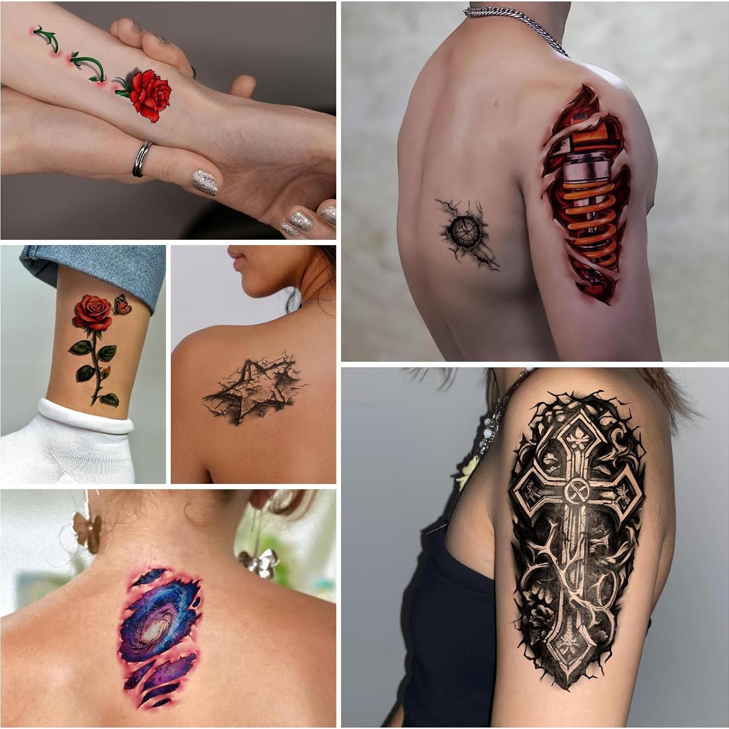 77 Tatuajes Temporales 3D Realistas Yazhiji para Adultos y Niños