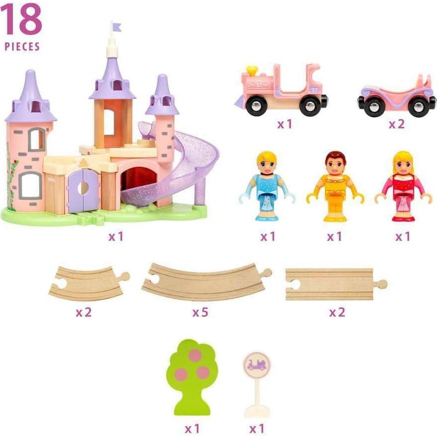 Conjunto de Castillo de Princesa Disney BRIO - Tren de Madera 18 Piezas