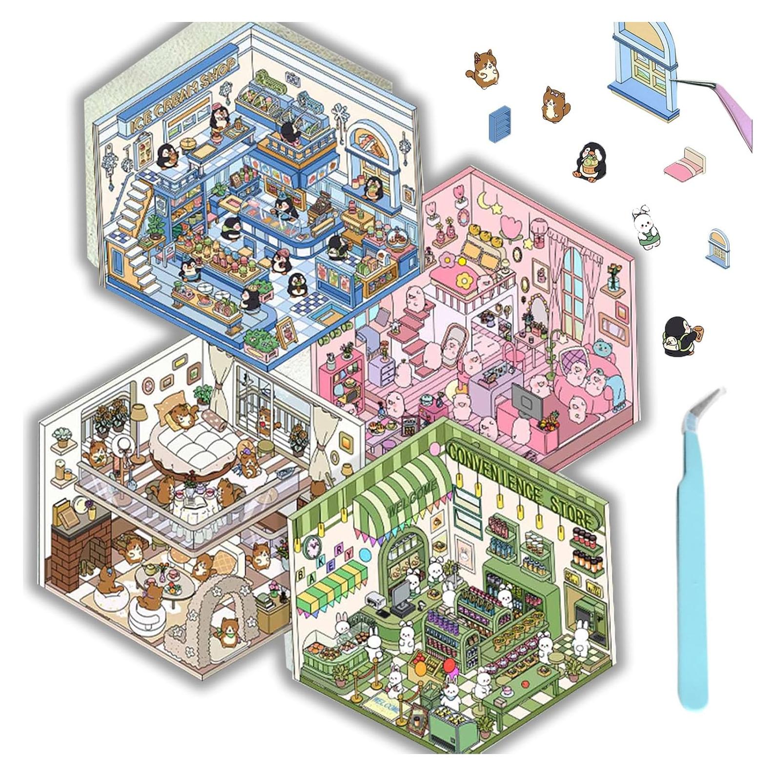 Stickers 3D de Escenas para Niños DIDODO - 4 Juegos Creativos