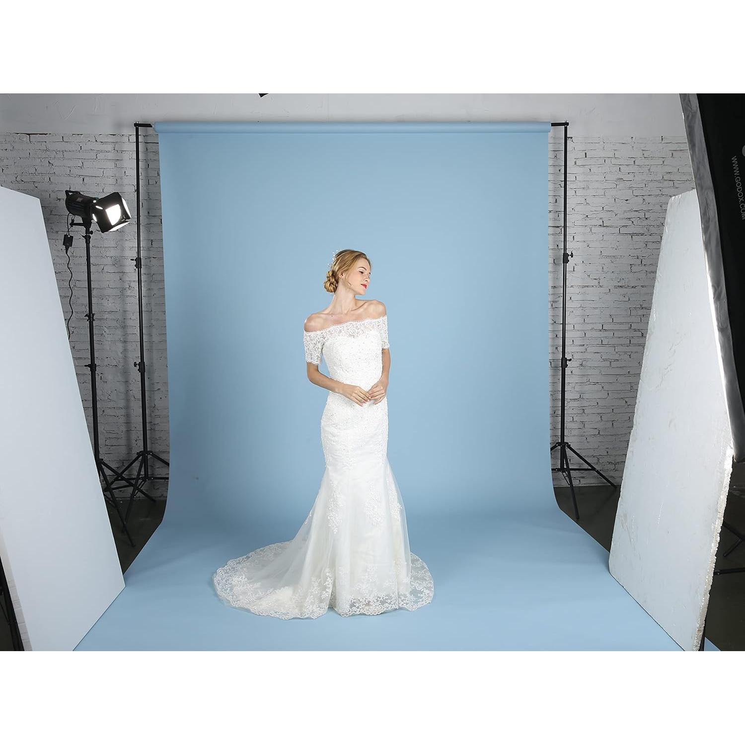 Papel de fondo fotográfico sin costuras Estone 135 cm x 4.88 m Azul Cielo