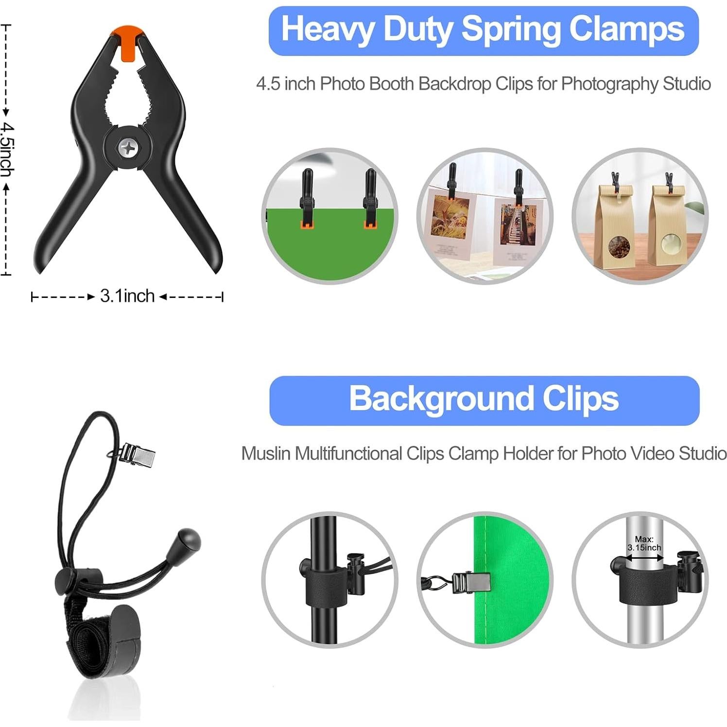 Kit Soporte Fotografía EMART 2.13x3.05m Ajustable con Fondos