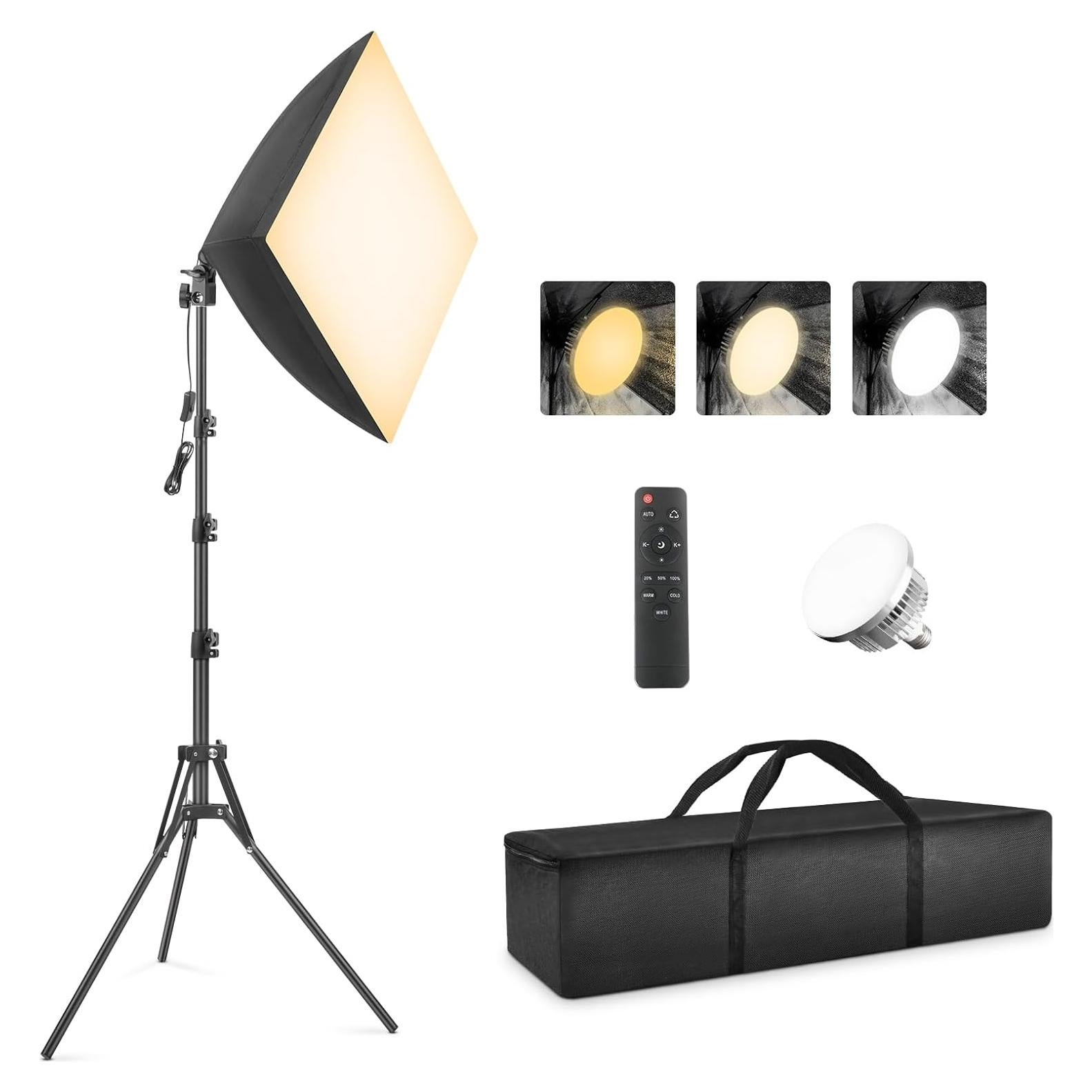 Kit de Iluminación Fotográfica Softbox Foccalli 85W LED Regulable