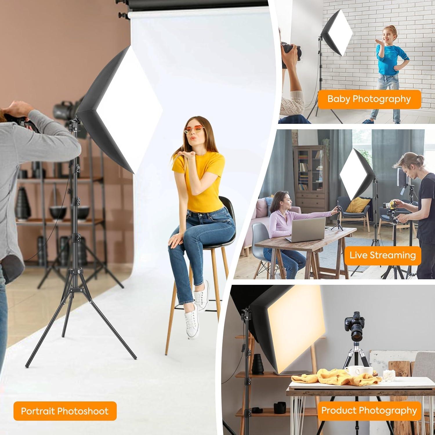 Kit de Iluminación Fotográfica Softbox Foccalli 85W LED Regulable