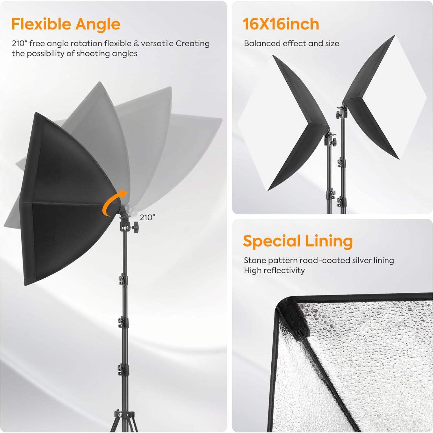 Kit de Iluminación Fotográfica Softbox Foccalli 85W LED Regulable