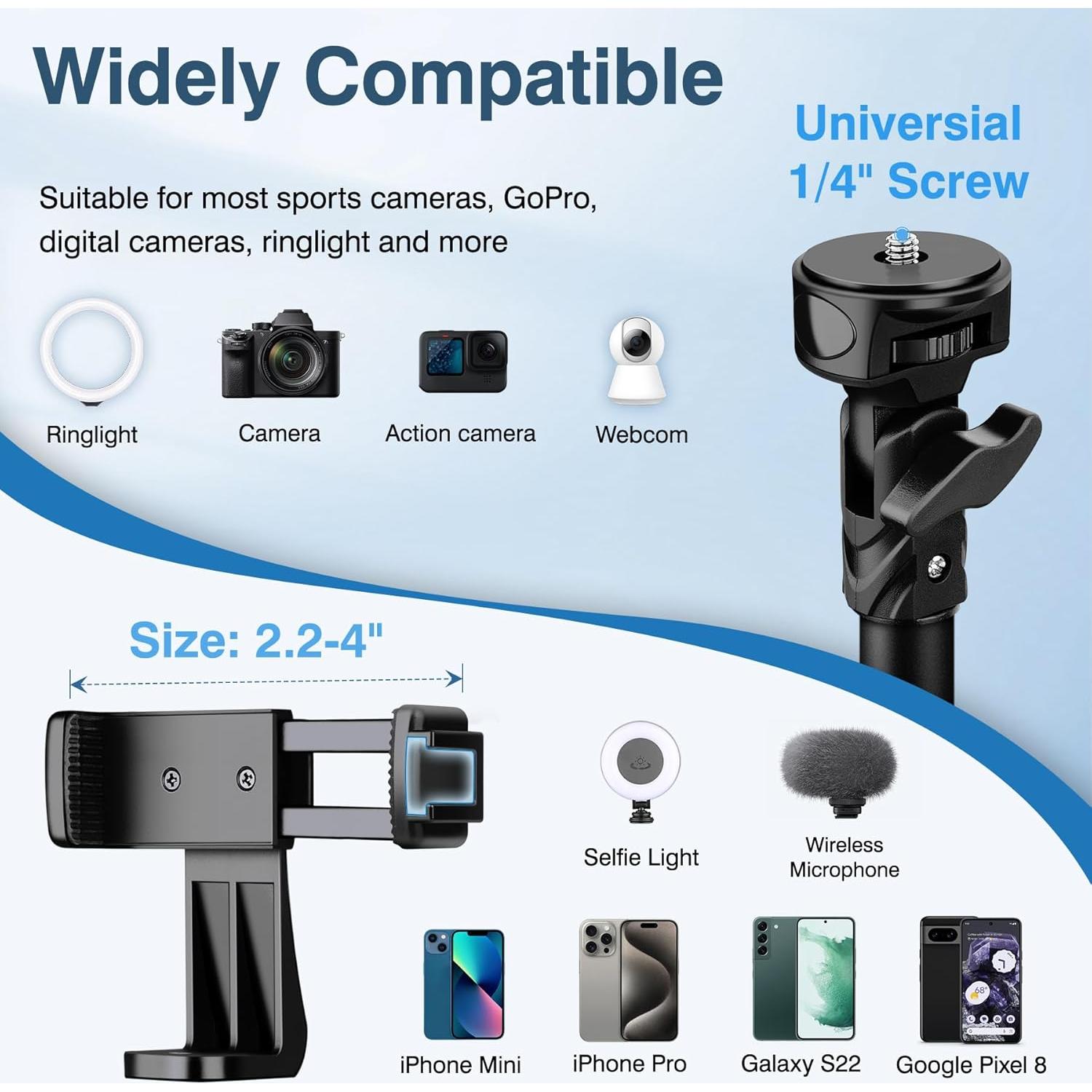 Trípode extensible Nineigh para iPhone y cámaras 182.88 cm