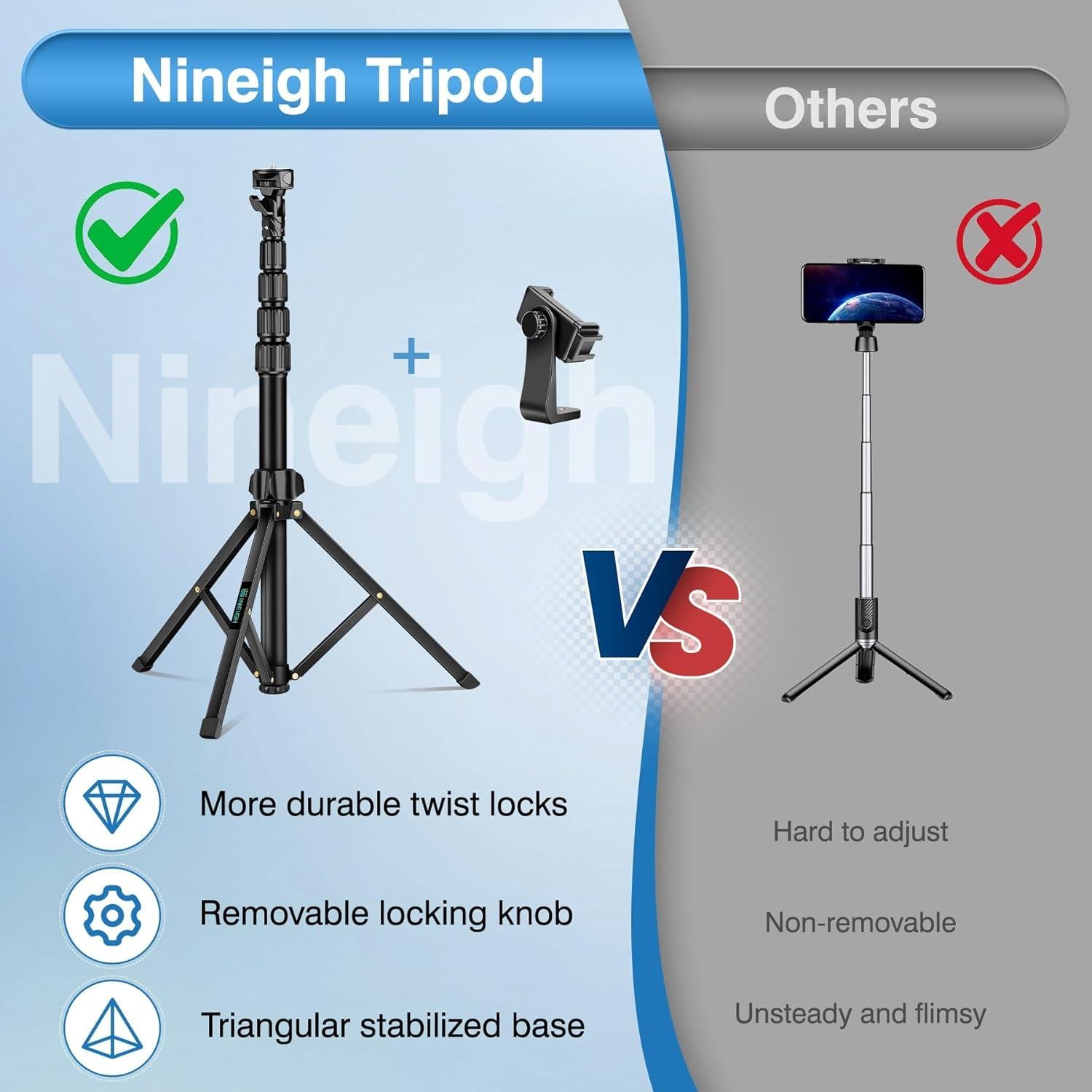 Trípode extensible Nineigh para iPhone y cámaras 182.88 cm