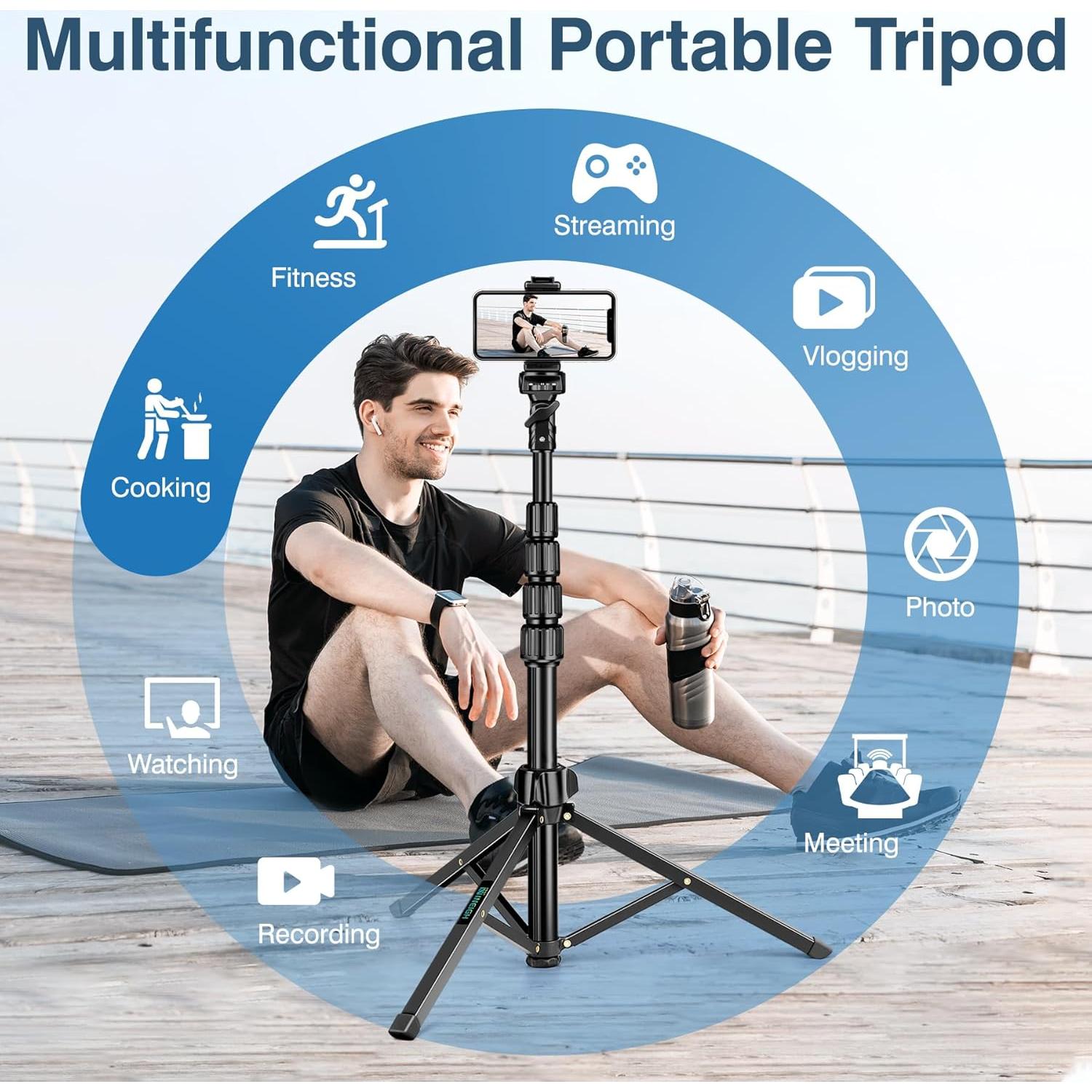 Trípode extensible Nineigh para iPhone y cámaras 182.88 cm