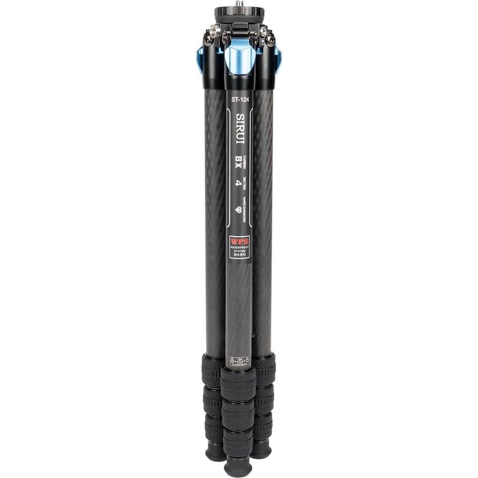 SIRUI ST-124 Carbon Fiber Tripod with Triangular Centre Column, Waterproof, Travel Tripod for Cameras, 4 Sections, 62.2inch, Load 26lbs