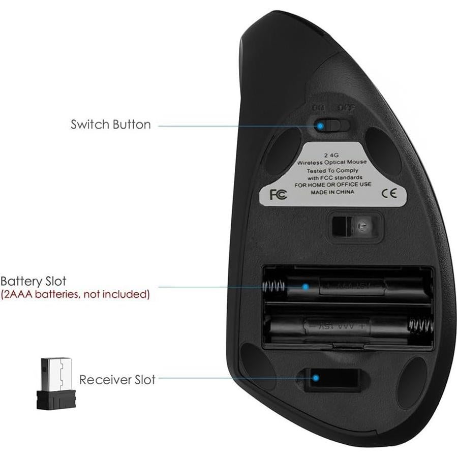 Ratón Inalámbrico Ergonómico Vertical SXBan para Zurdos 1600 DPI