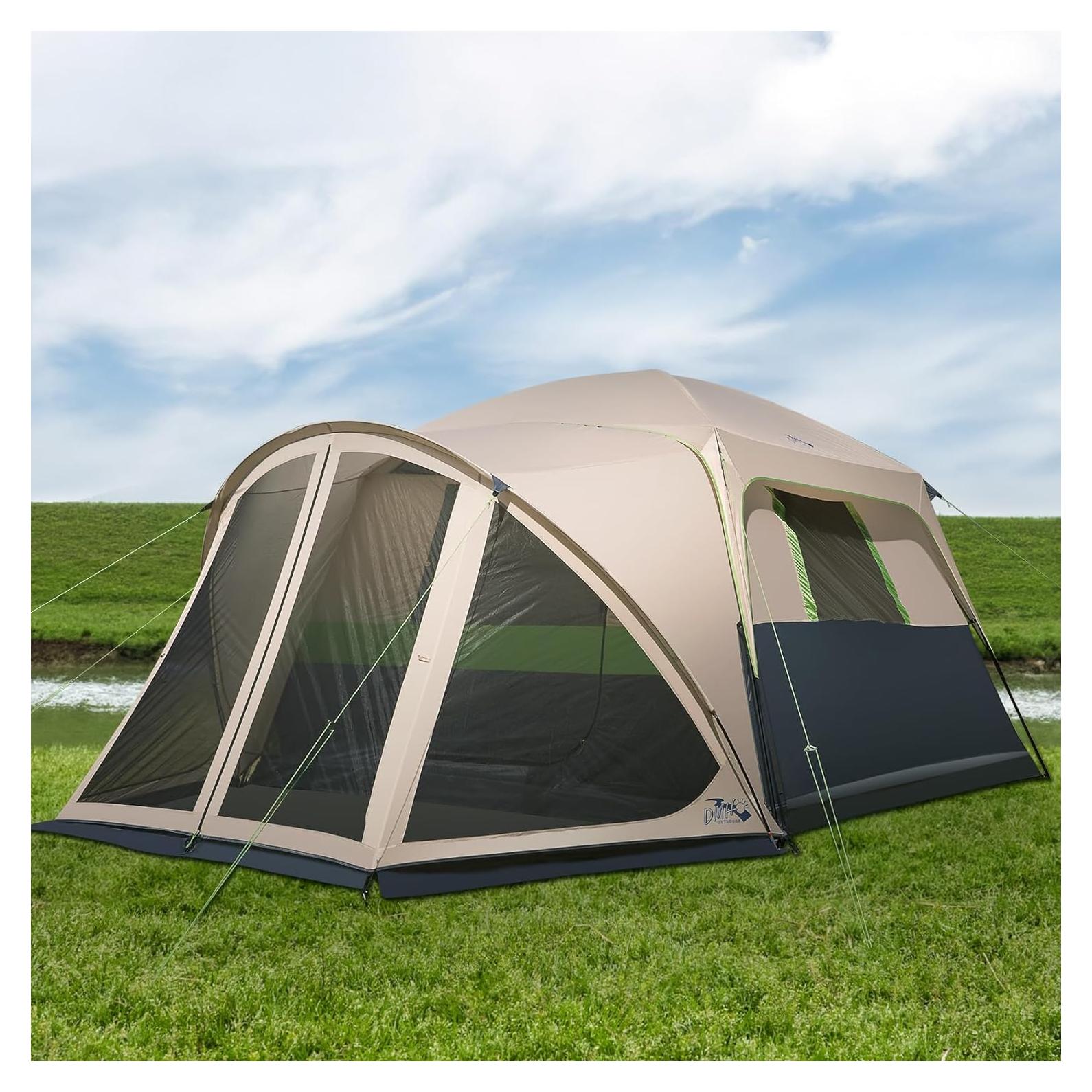Tents for Camping 6 Person Camping Tent with Screen Porch, Weatherproof Large Cabin Tent with Rainfly and Carry Bag, Family Tent for Outdoor Camping and Backyard