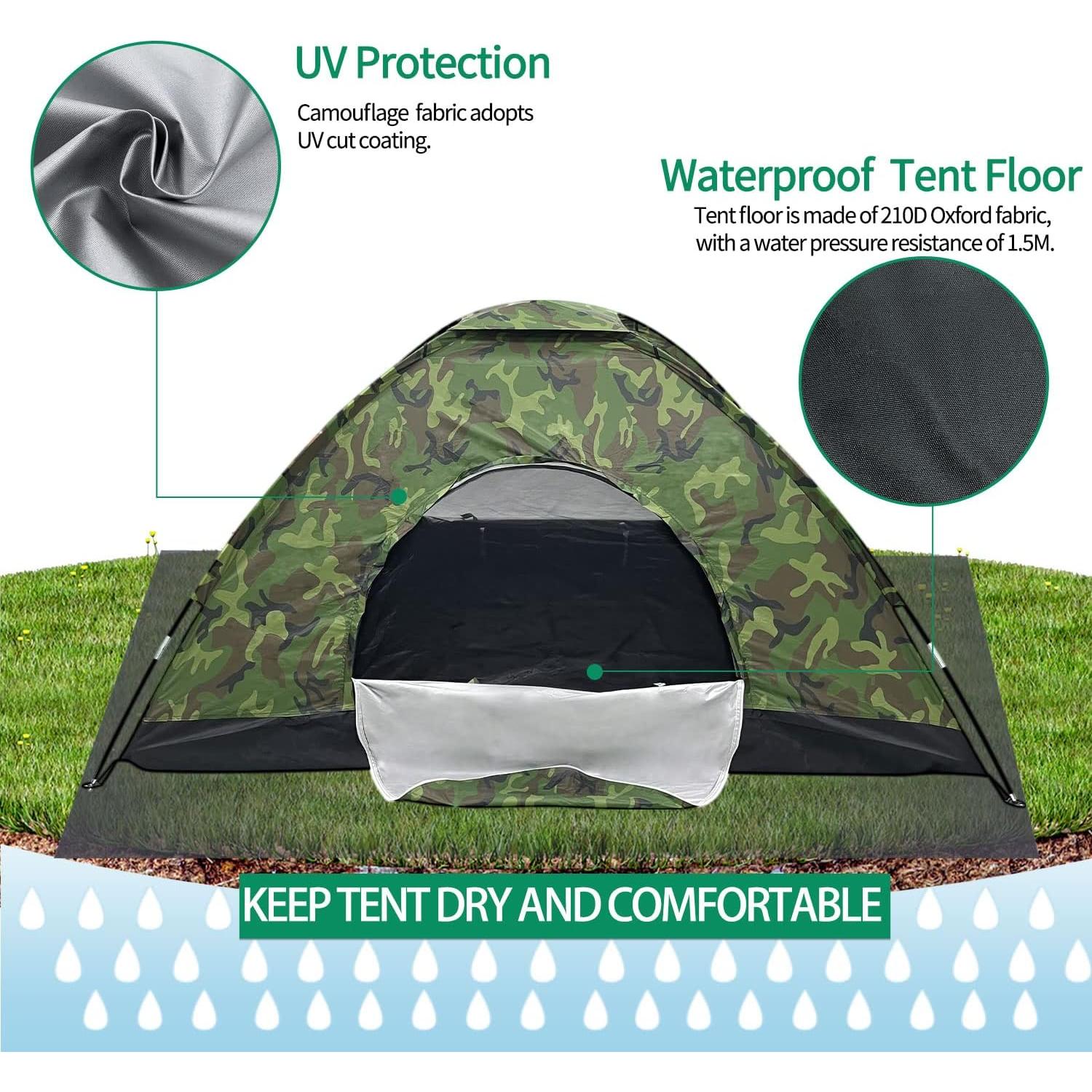 Tienda de Camping Sutekus Doble 2 Personas Camuflaje 210D