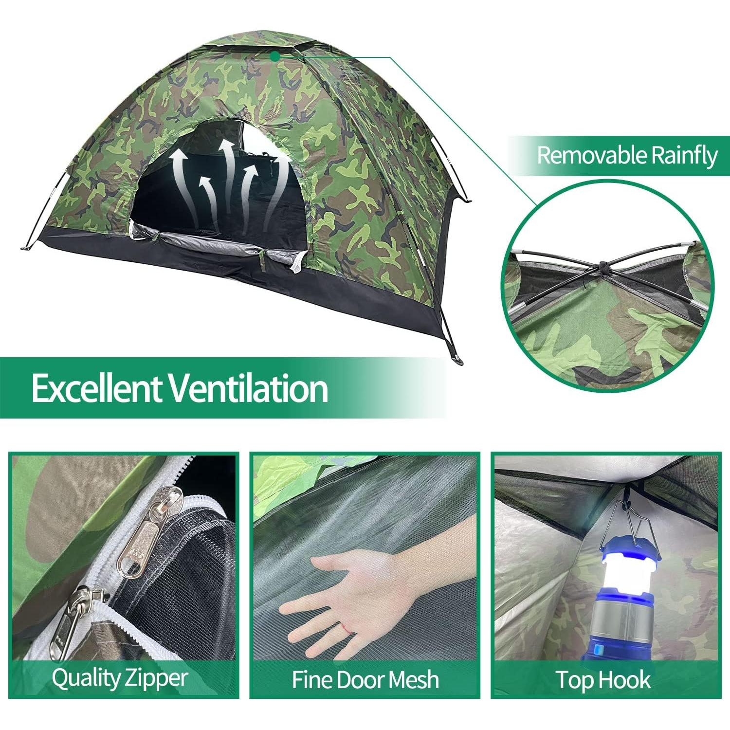 Tienda de Camping Sutekus Doble 2 Personas Camuflaje 210D