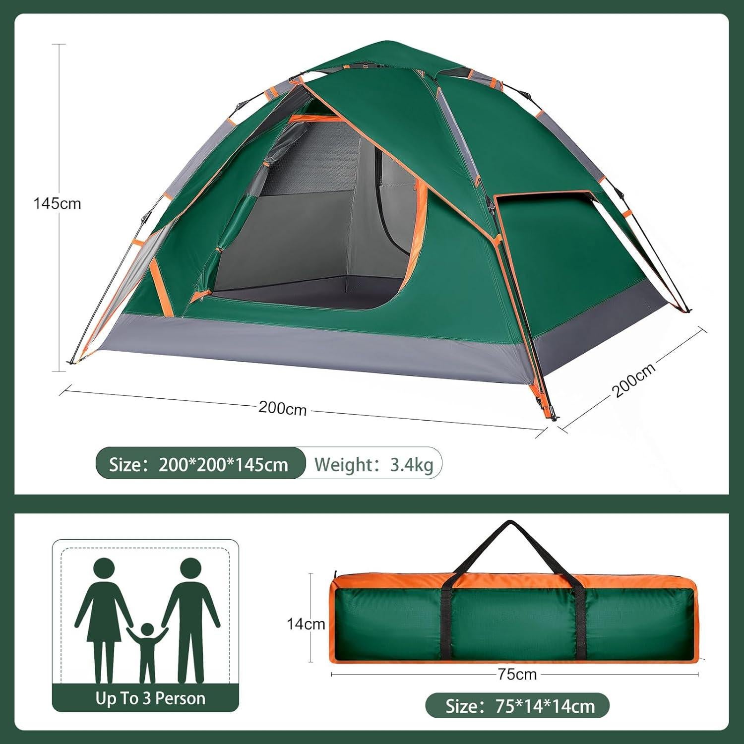 Carpa de Camping VXVGER VX Domo 2 Personas Impermeable