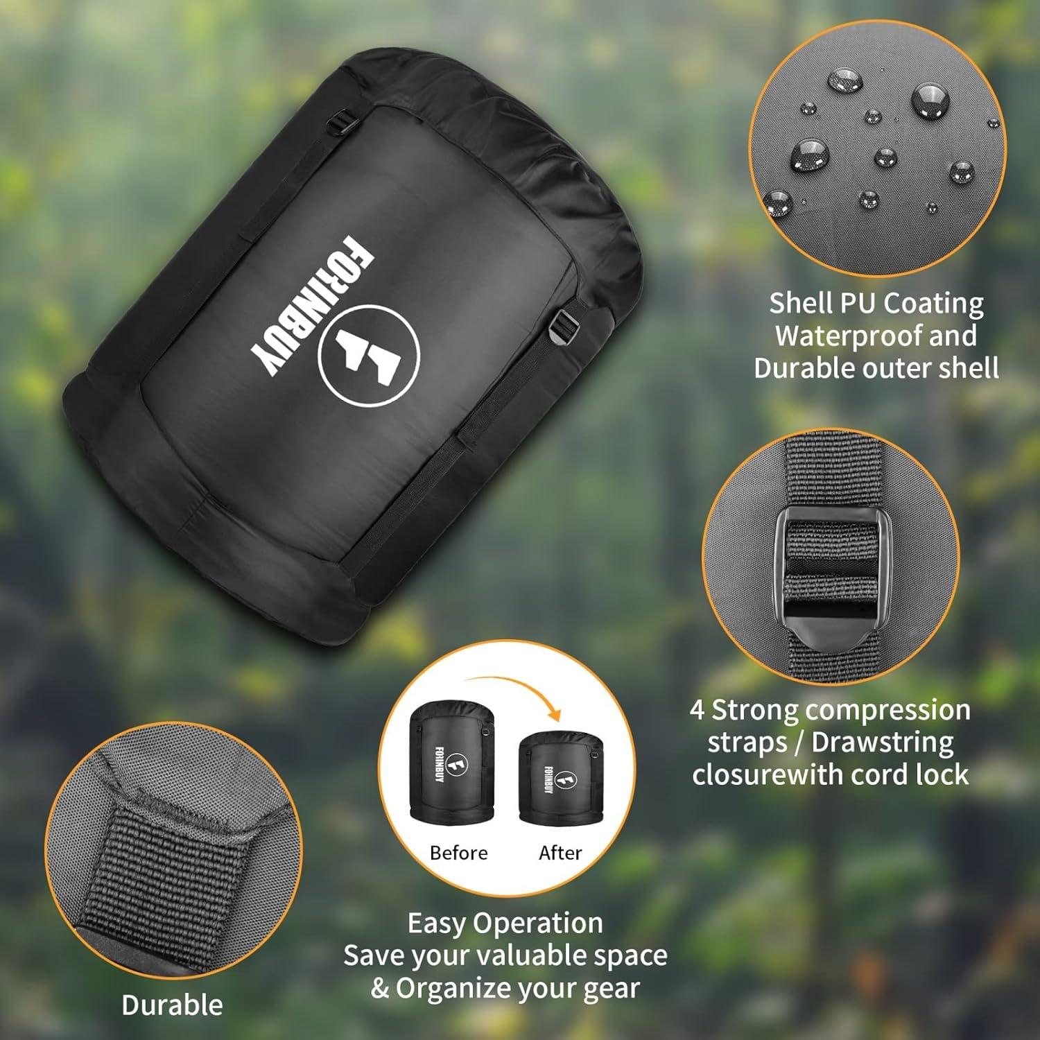 Saco de dormir doble Forinbuy FB2211 Beige-Negro 0°C 2 personas