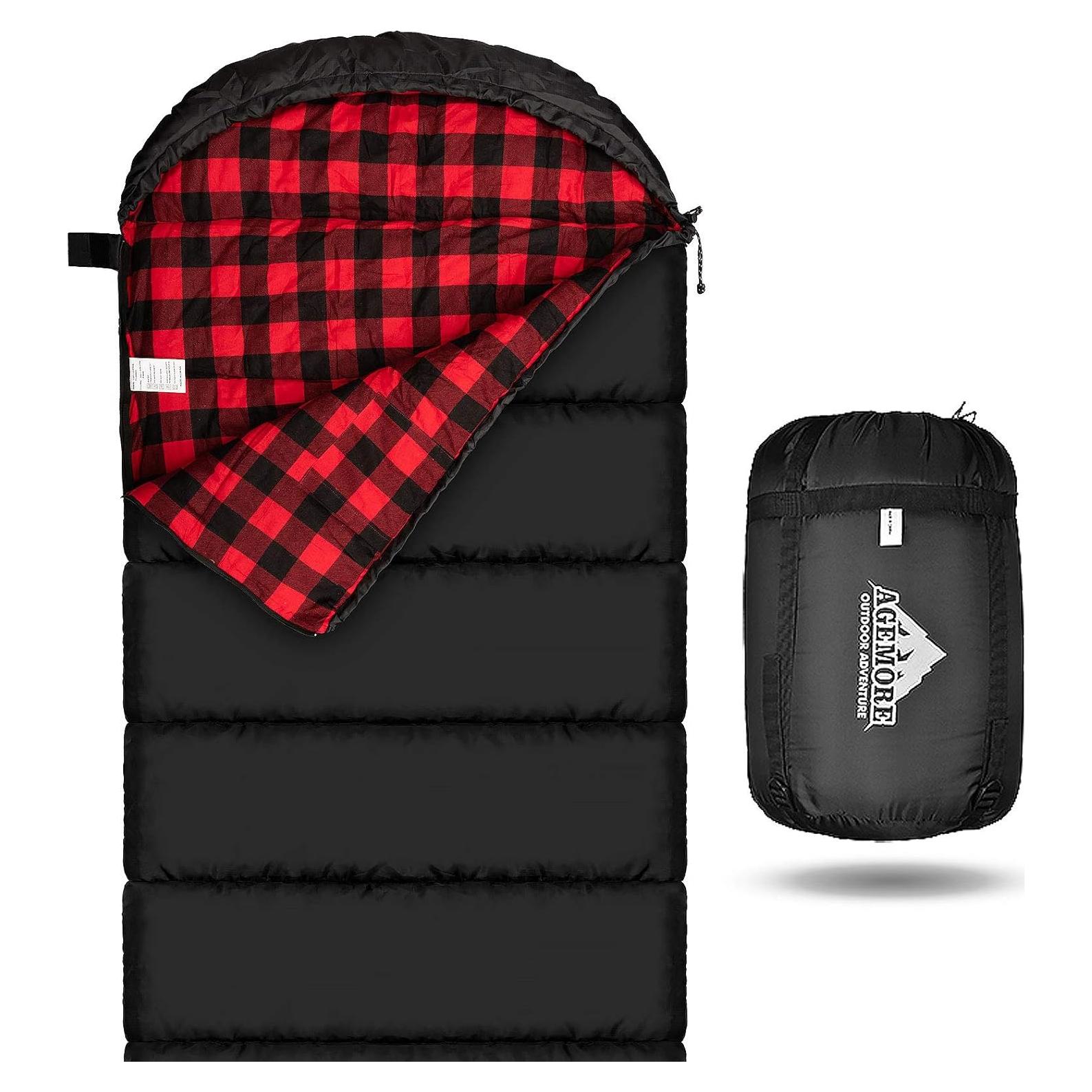 Saco de dormir AGEMORE XL Franela Algodón Impermeable 3 Estaciones