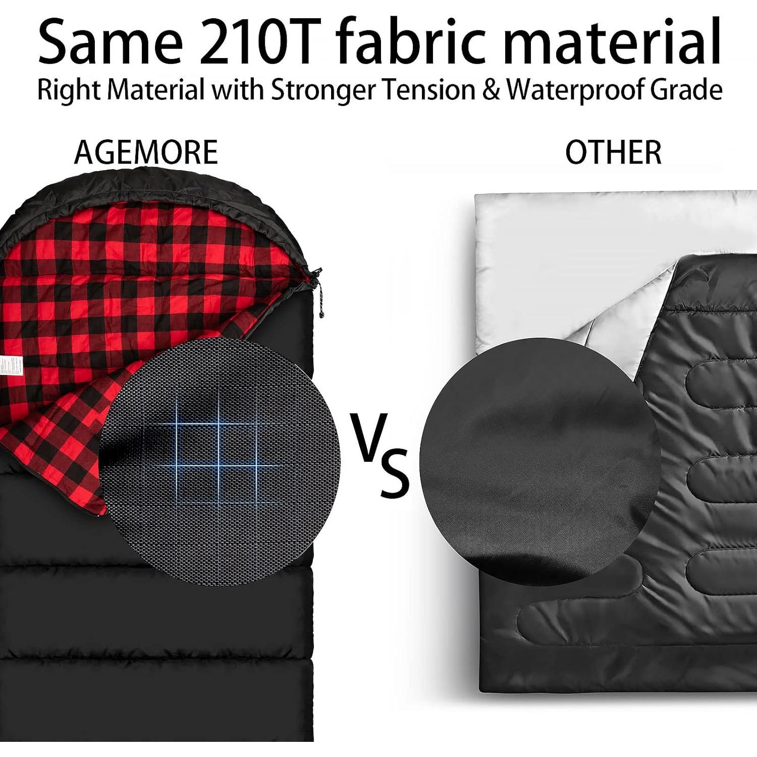 Saco de dormir AGEMORE XL Franela Algodón Impermeable 3 Estaciones