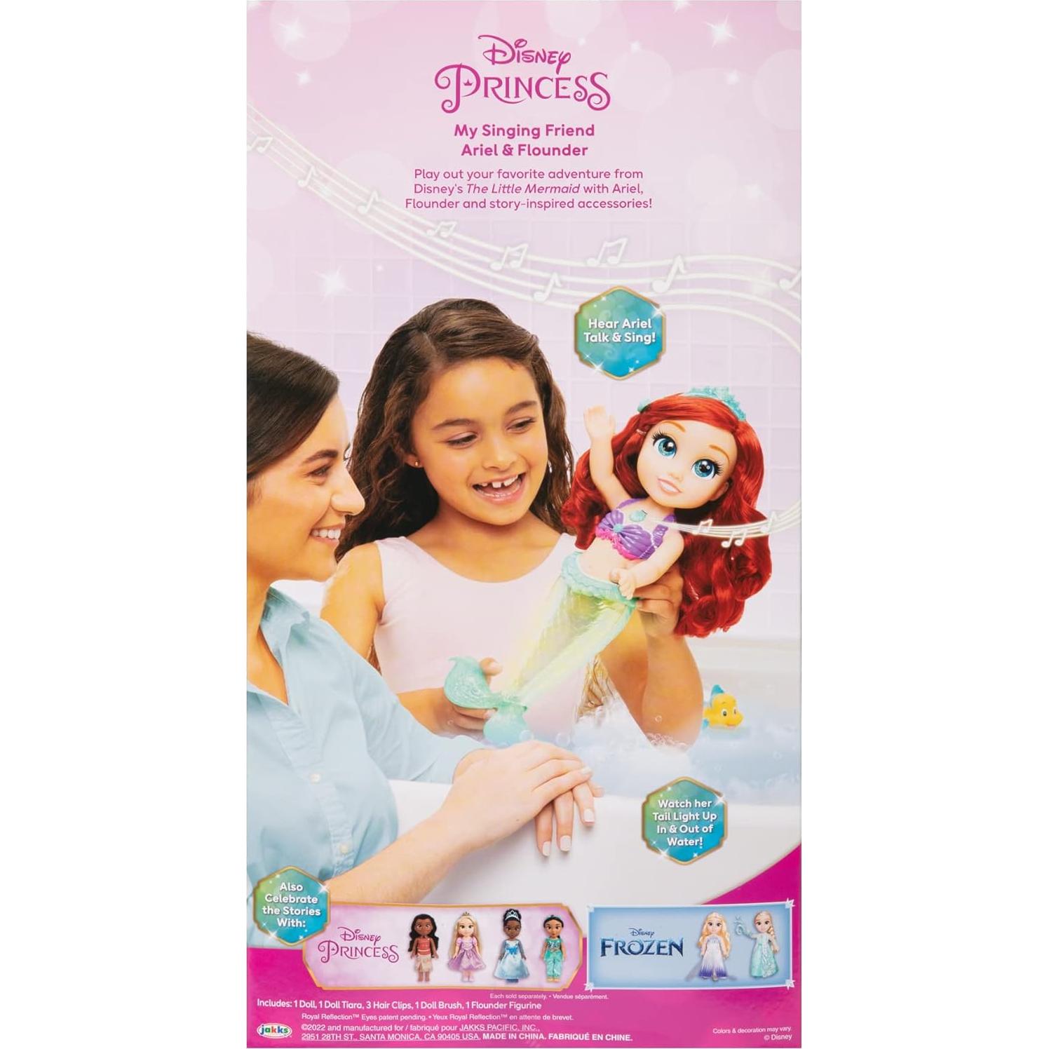Muñeca Cantante Ariel Disney 35.56 cm con Flounder y Accesorios