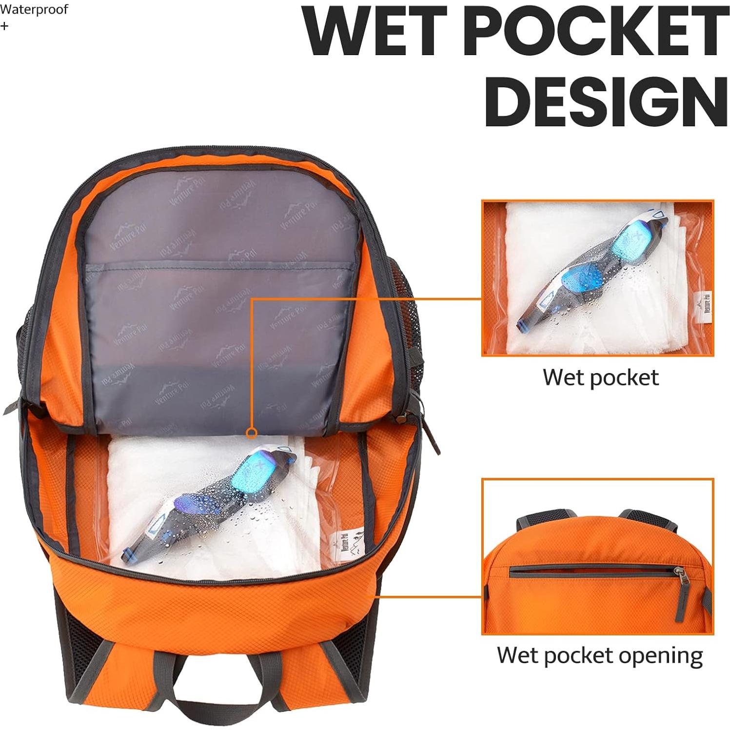 Mochila Plegable Venture Pal 40L Naranja para Viajes y Senderismo