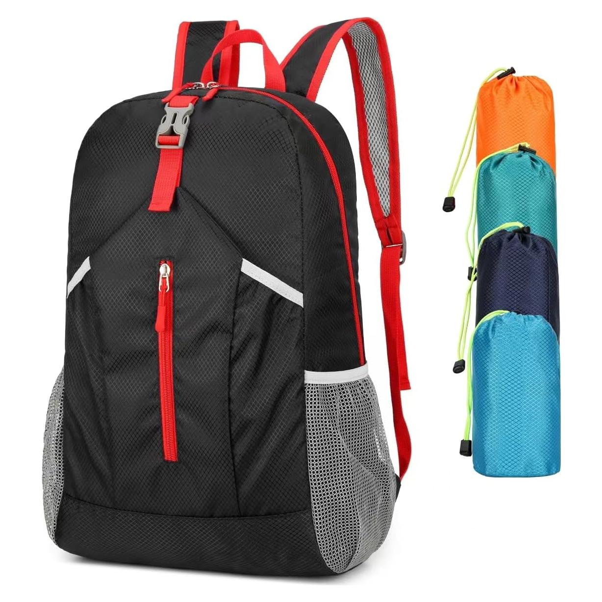 Mochila de Senderismo Plegable 25L Resistente al Agua Negra