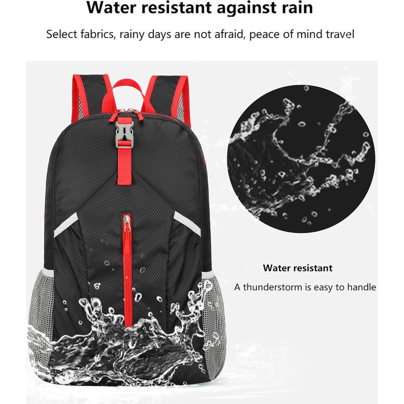 Mochila de Senderismo Plegable 25L Resistente al Agua Negra