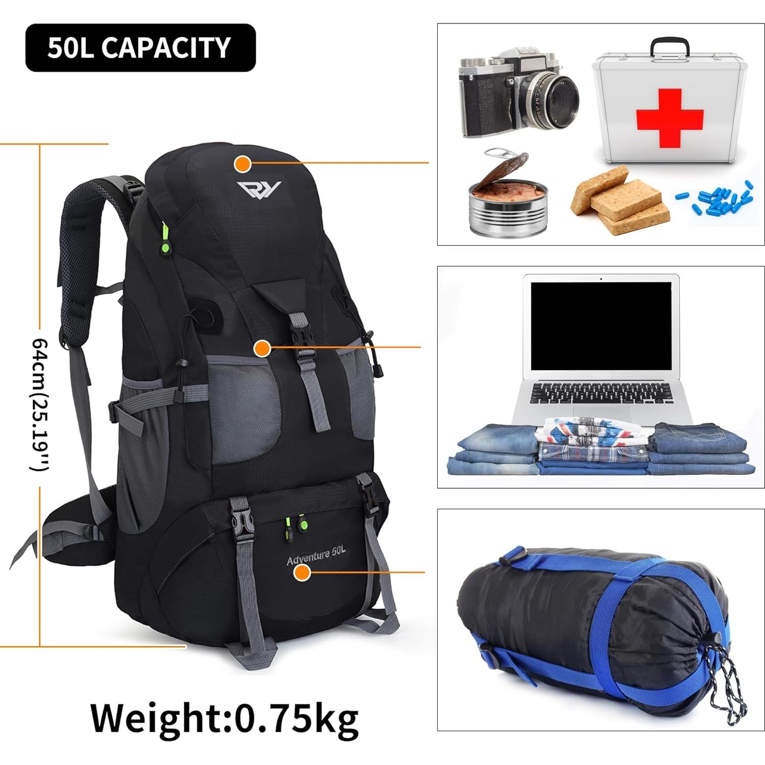 Mochila de Senderismo Russel Molly 50L Resistente al Agua