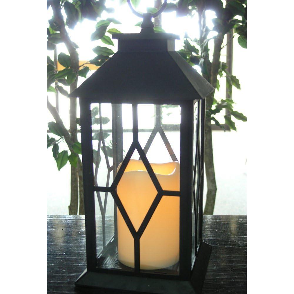 Decorative Lighed Lanterns - Black LED Decorative Lanterns with a Flameless Pillar Candle - Remote Control - 4 Hour Timer - Indoor Outdoor Lighting - Set of 2 - 13" H