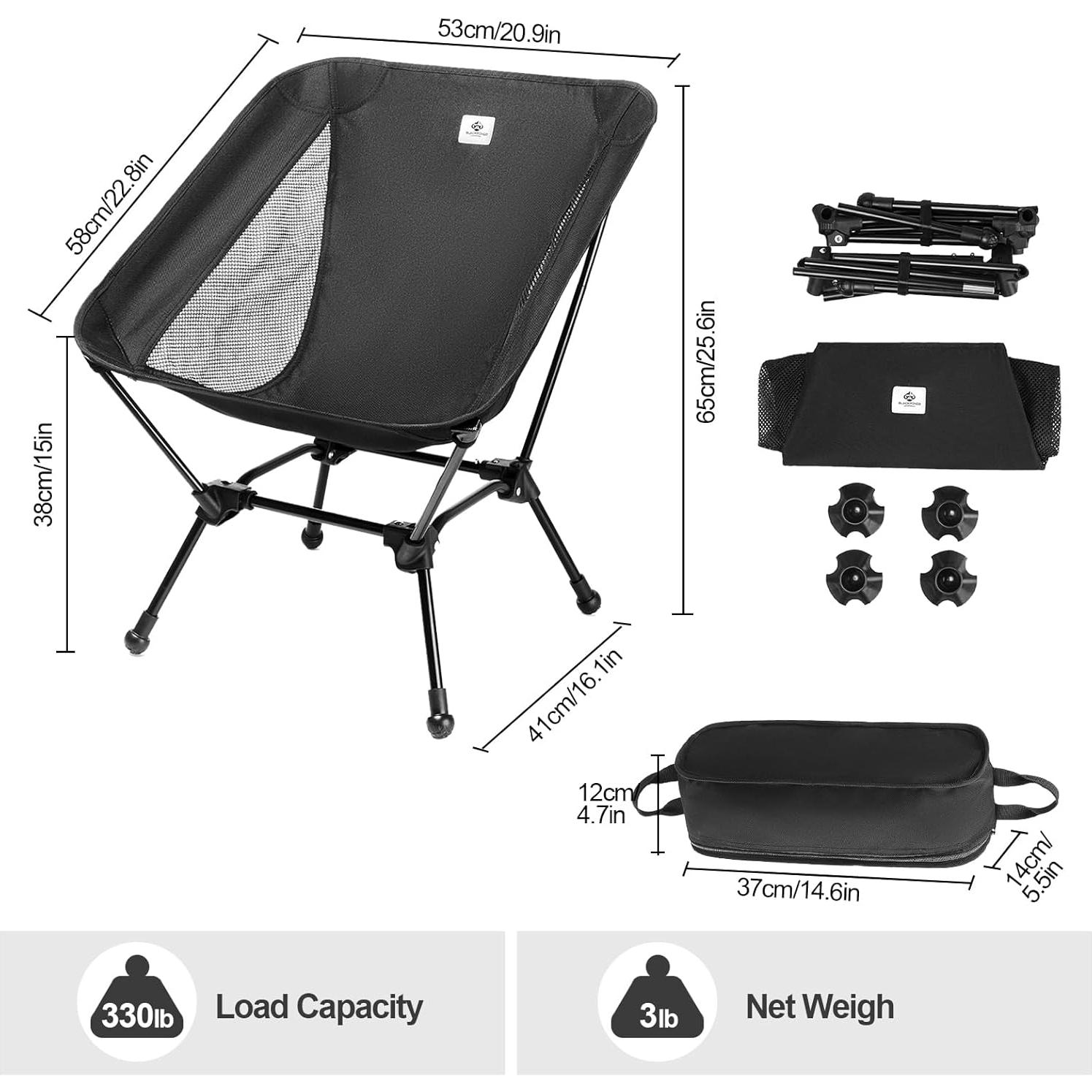 Silla de Camping Plegable Blackpongo BG2411 150kg Negra