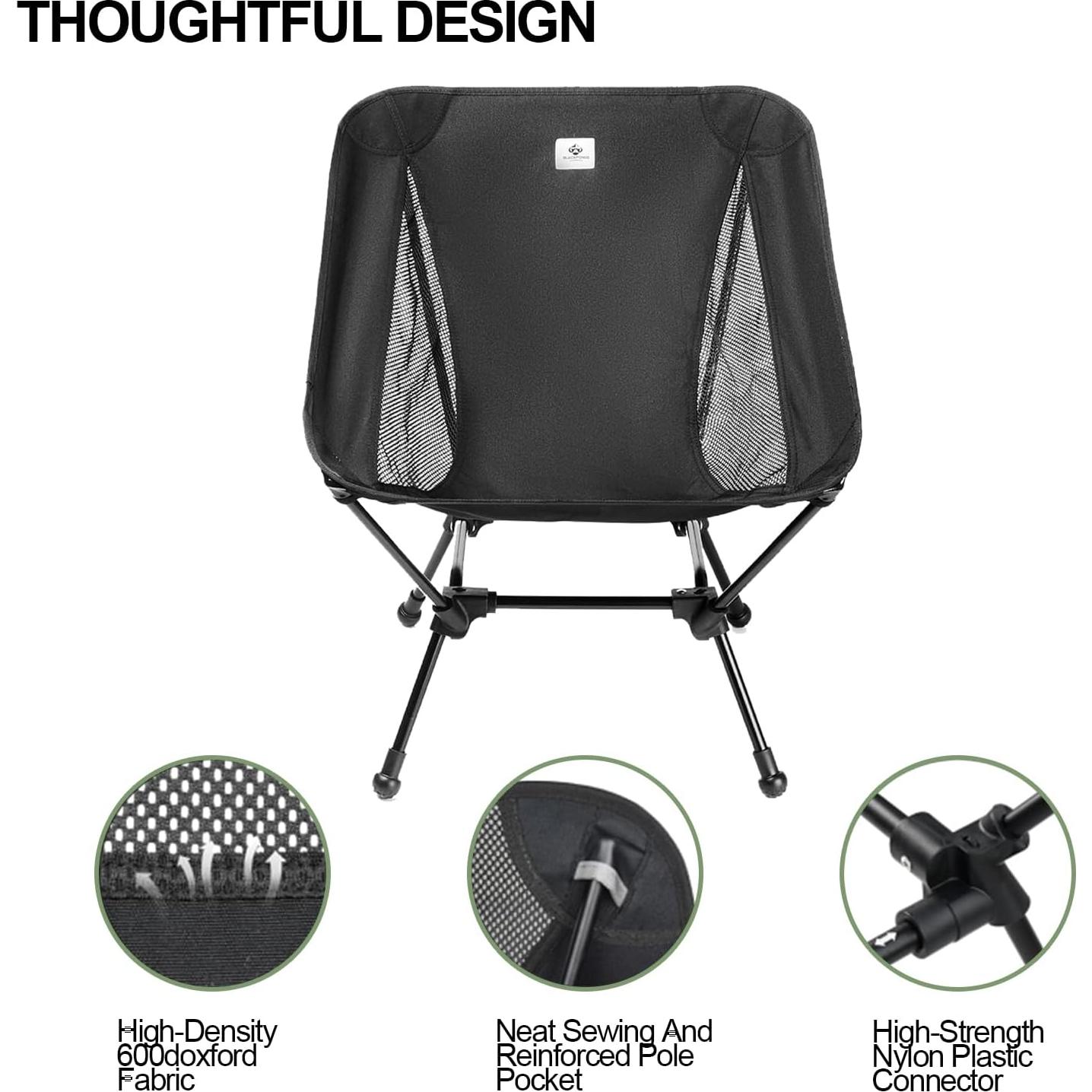 Silla de Camping Plegable Blackpongo BG2411 150kg Negra