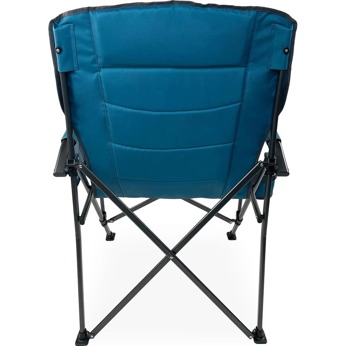 Black Sierra Oversize Camping Chair for Adults Supports 500 lbs, XL Heavy Duty Hard Arm Folding Chair, Steel Frame Durable Padded Outdoor Seat, Portable Fold Up Chair w/Cup Holder and Storage Bag