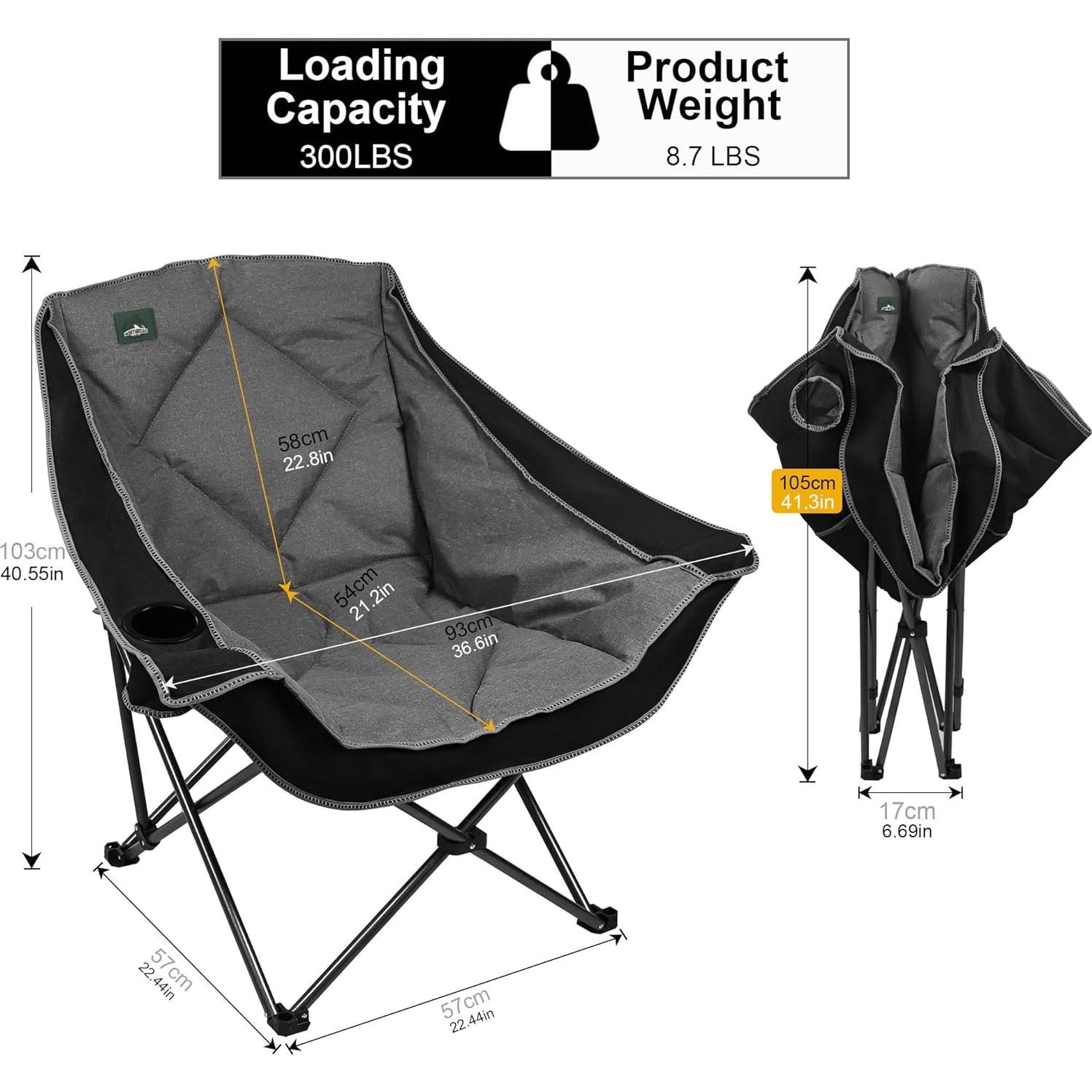 Silla de Camping Plegable Northroad Oxford Acolchada 136 kg