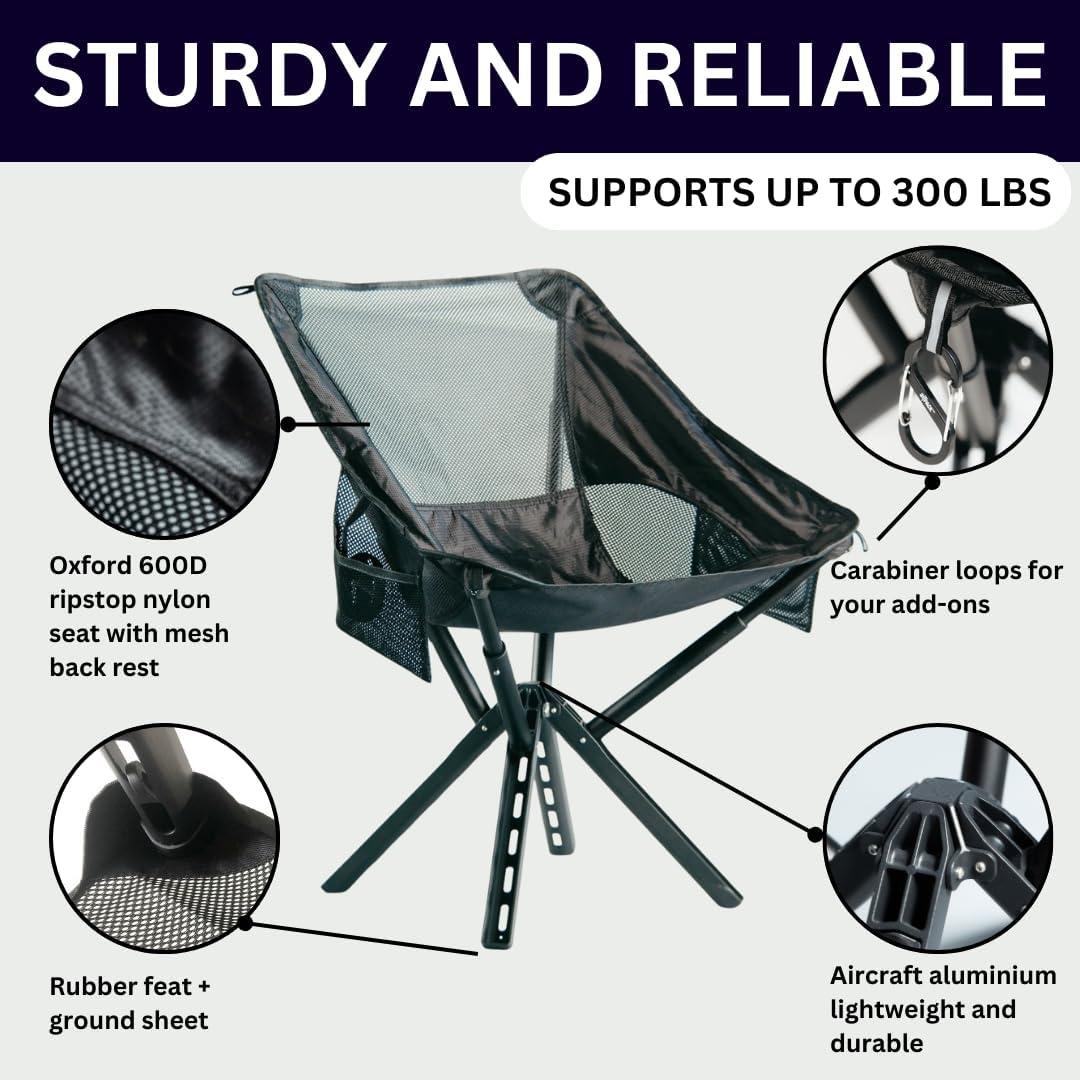 Silla de Camping Plegable Sitpack Campster2 - 120 Kg - Negra