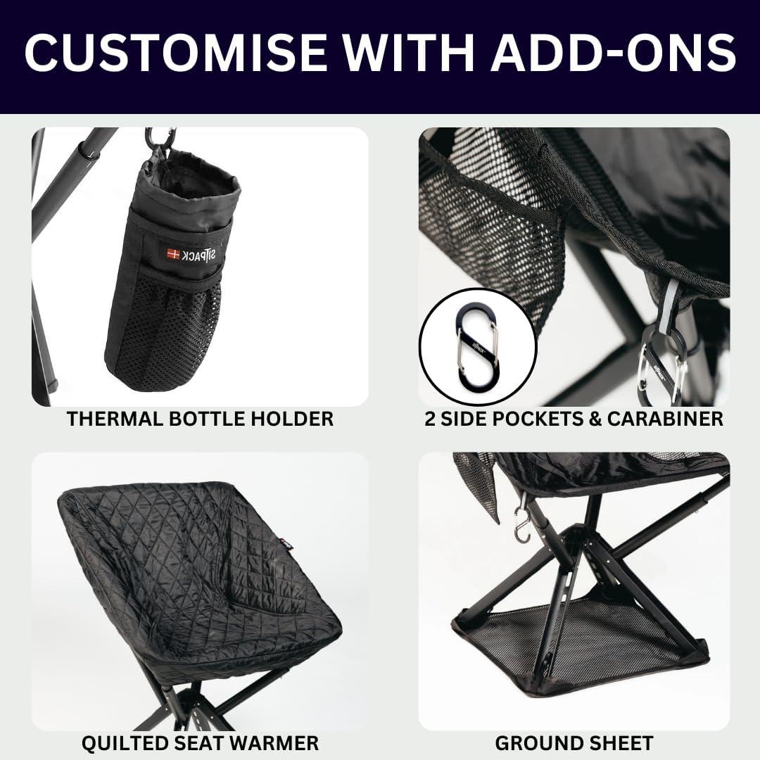 Silla de Camping Plegable Sitpack Campster2 - 120 Kg - Negra