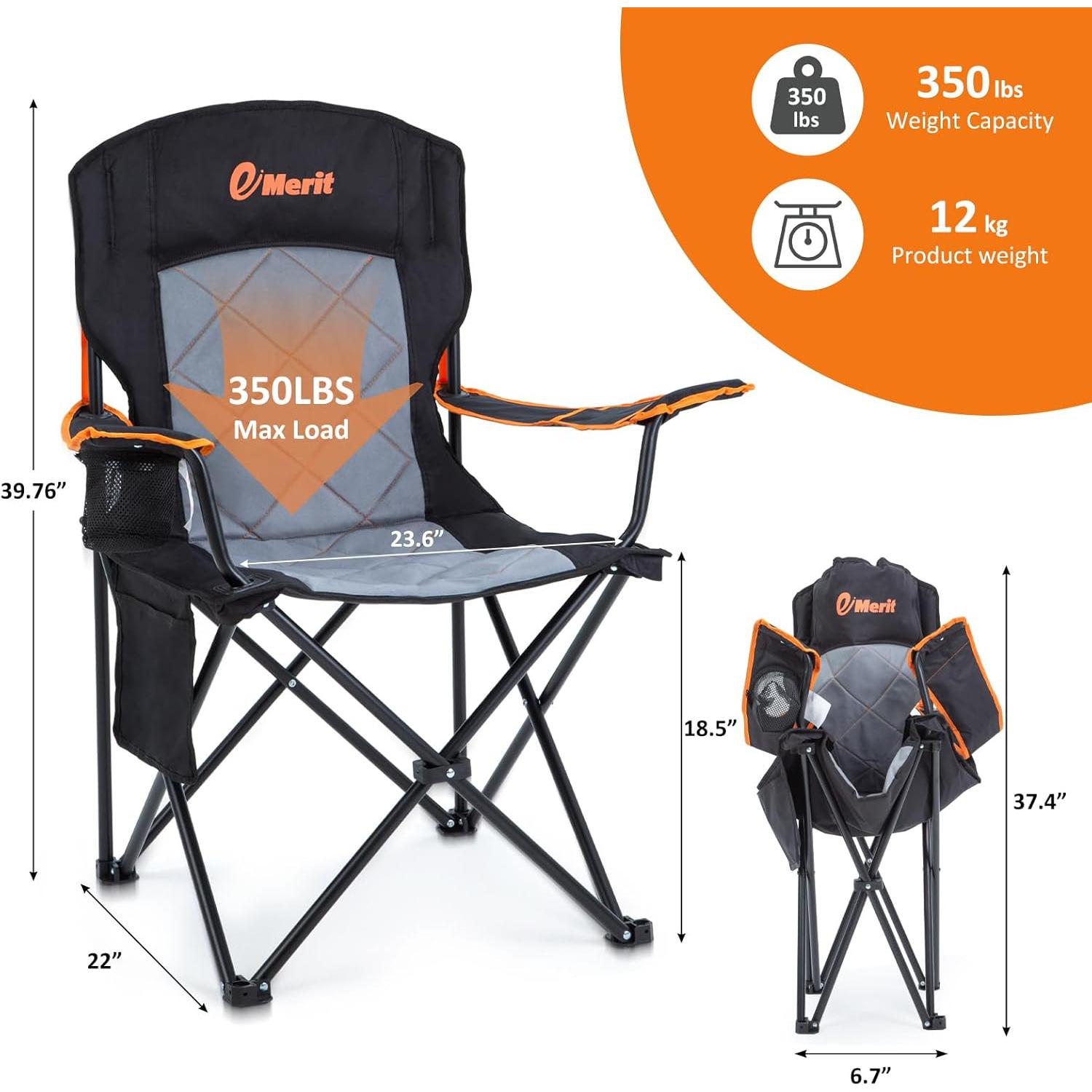 Silla de Camping Padded EMERIT Plegable 350kg con Portavasos