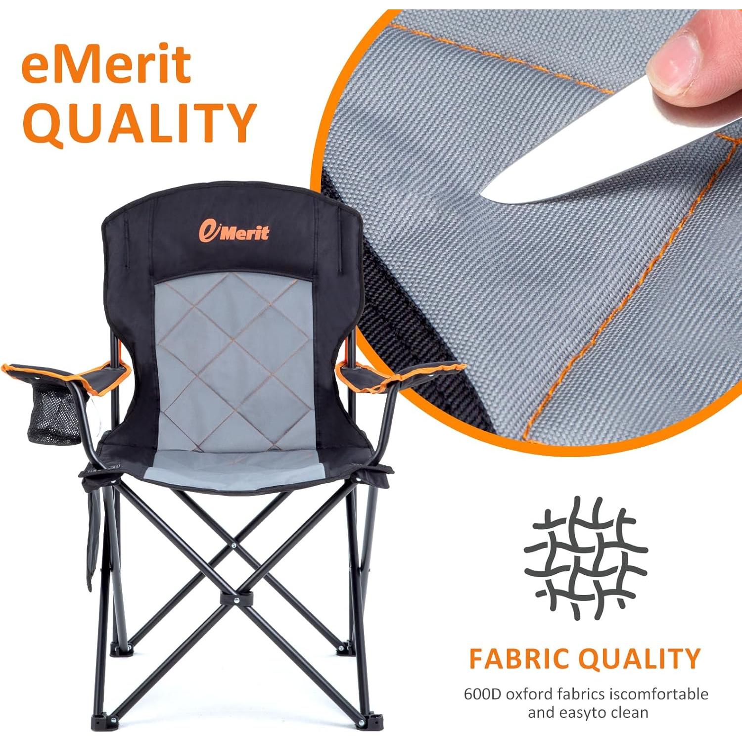 Silla de Camping Padded EMERIT Plegable 350kg con Portavasos