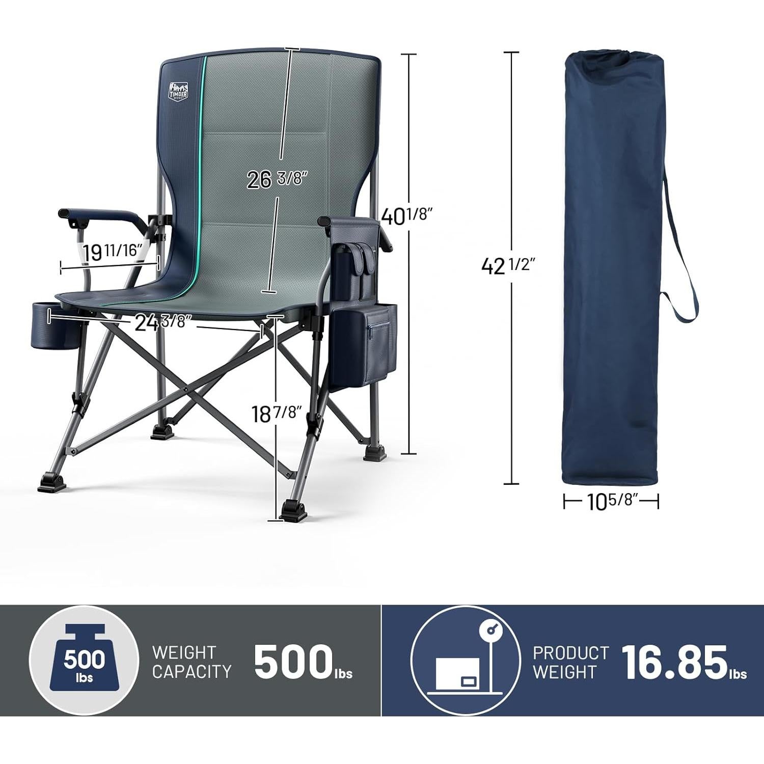 Silla de Camping Plegable Timber Ridge X-Large Azul 227kg