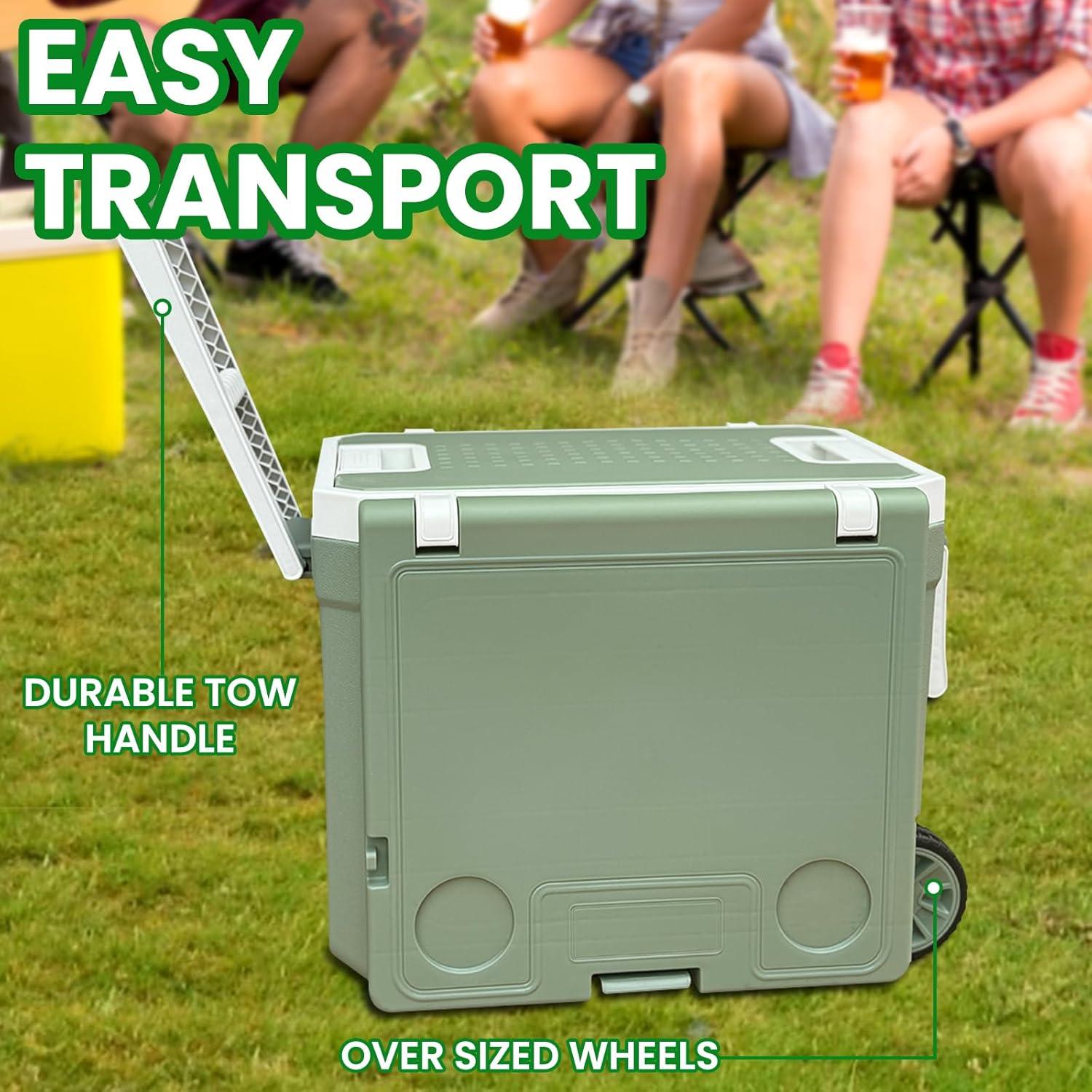 Enfriador Portátil Just-V 32L con Ruedas, Aislado, Verde