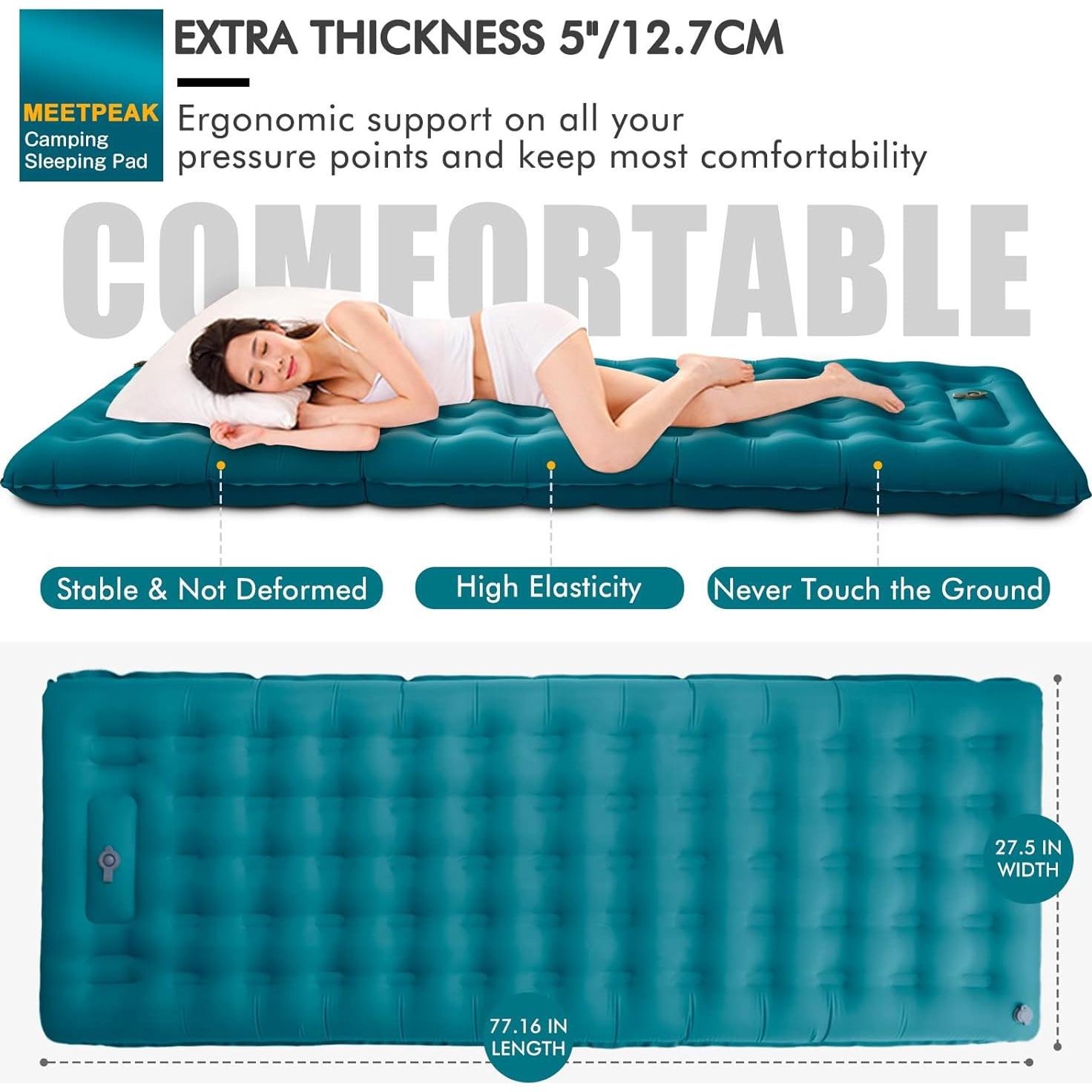 Almohadilla Inflable MEETPEAK 5" Extra Gruesa para Camping