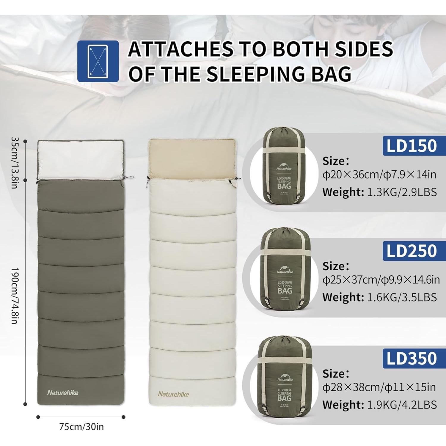 Saco de dormir Naturehike LD150 para camping 1 persona 3 estaciones