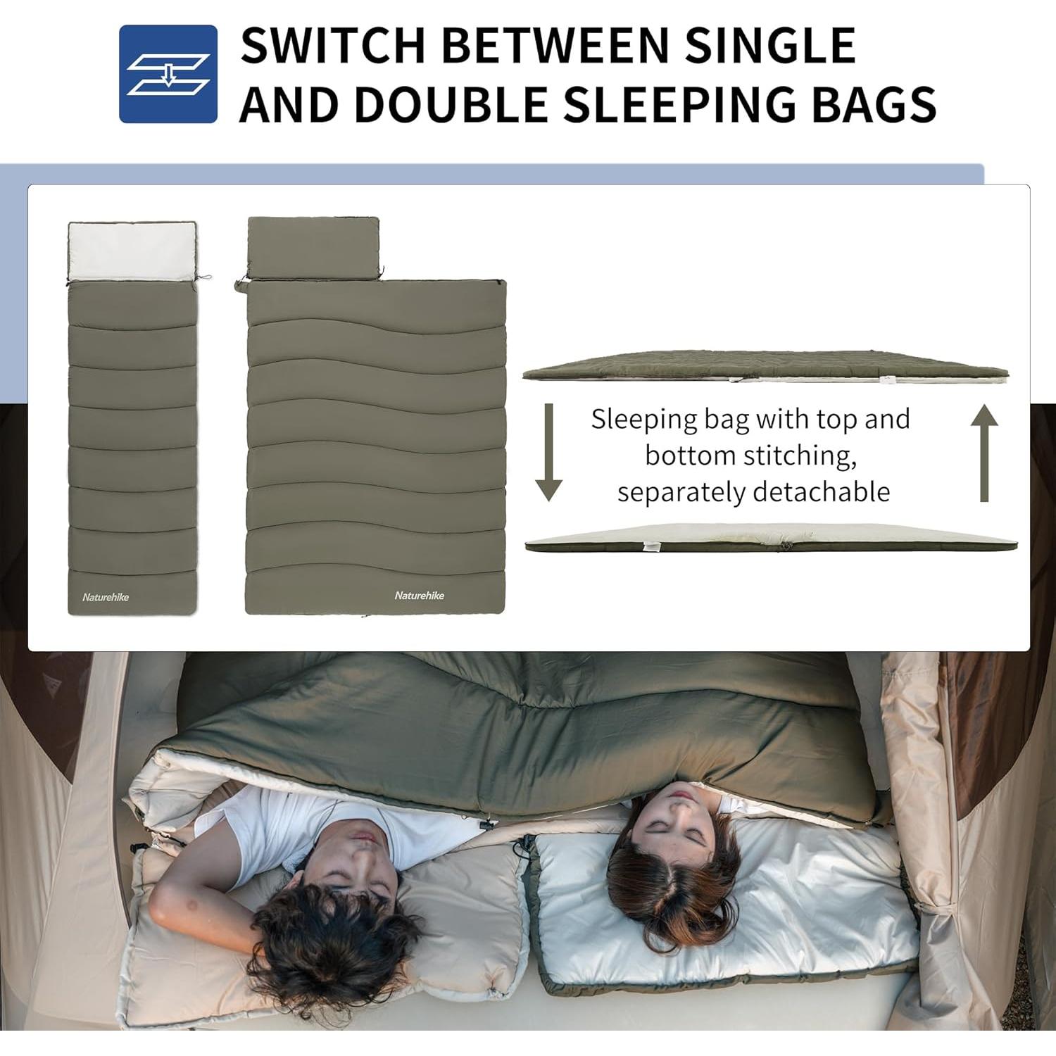 Saco de dormir Naturehike LD150 para camping 1 persona 3 estaciones