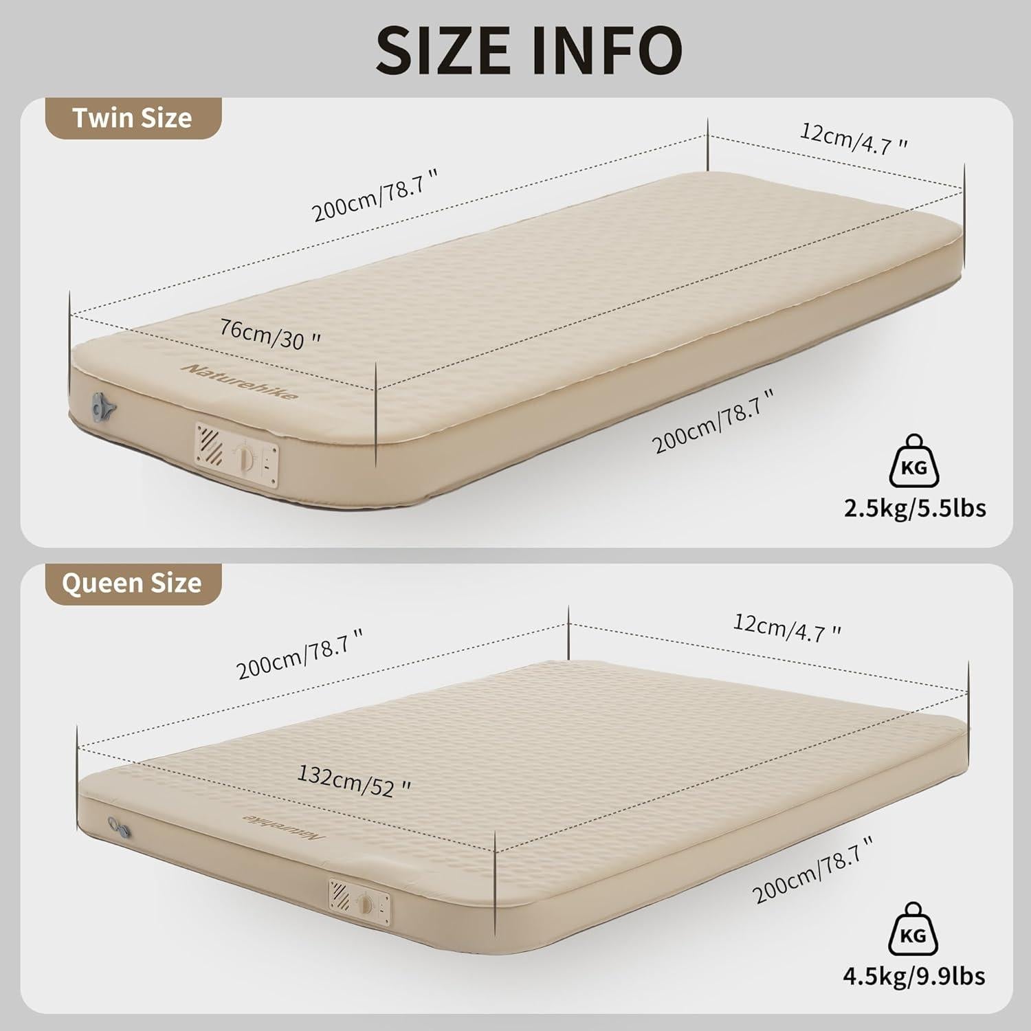 Almohadilla de Dormir Autoinflable Naturehike Yugu Twin 12cm