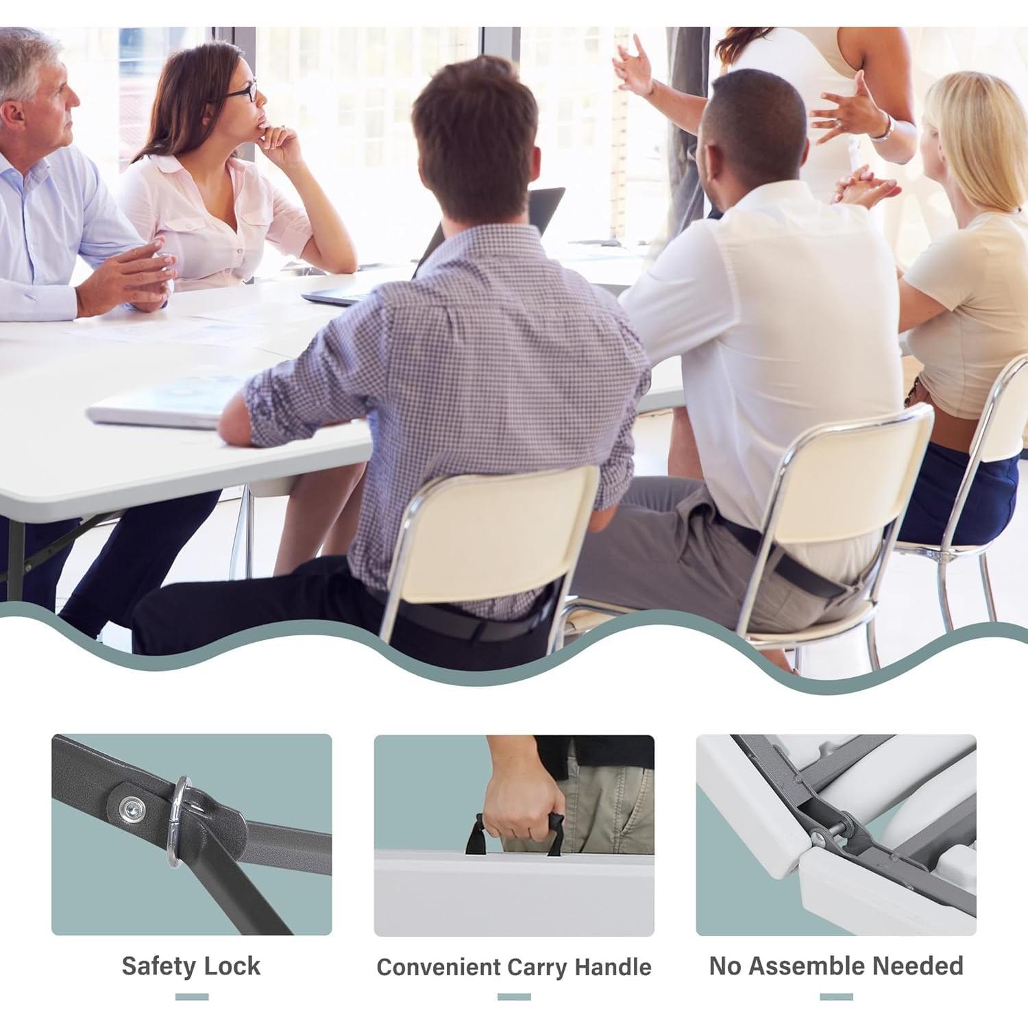 Mesa Plegable ZENY 1.80m Blanca para Picnic y Camping