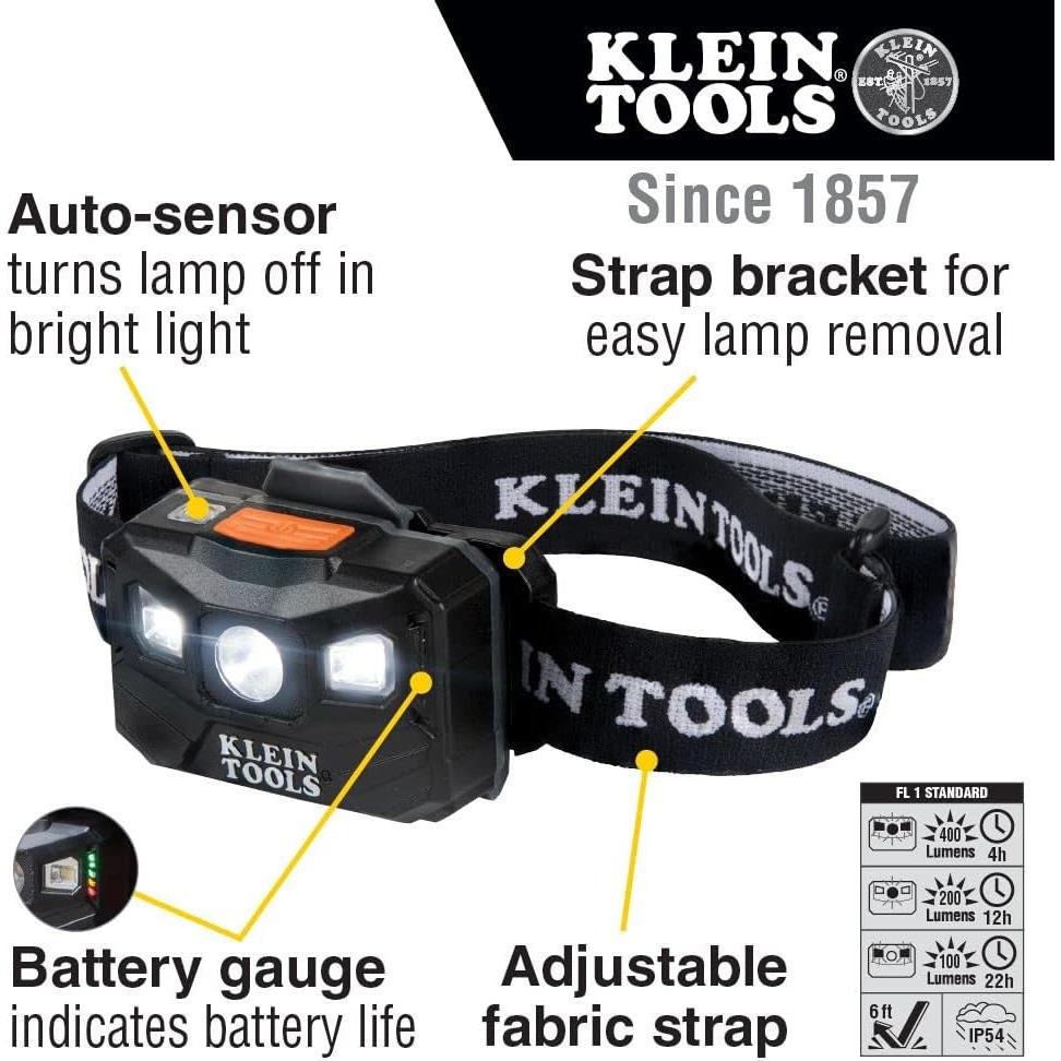 Linterna Frontal LED Klein Tools 56048 400 Lúmenes Recargable