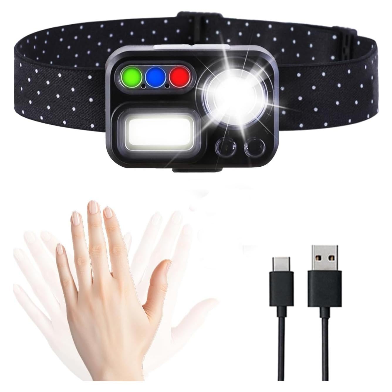 Linterna Frontal Recargable Arsatbs 1200 Lúmenes LED 14 Modos